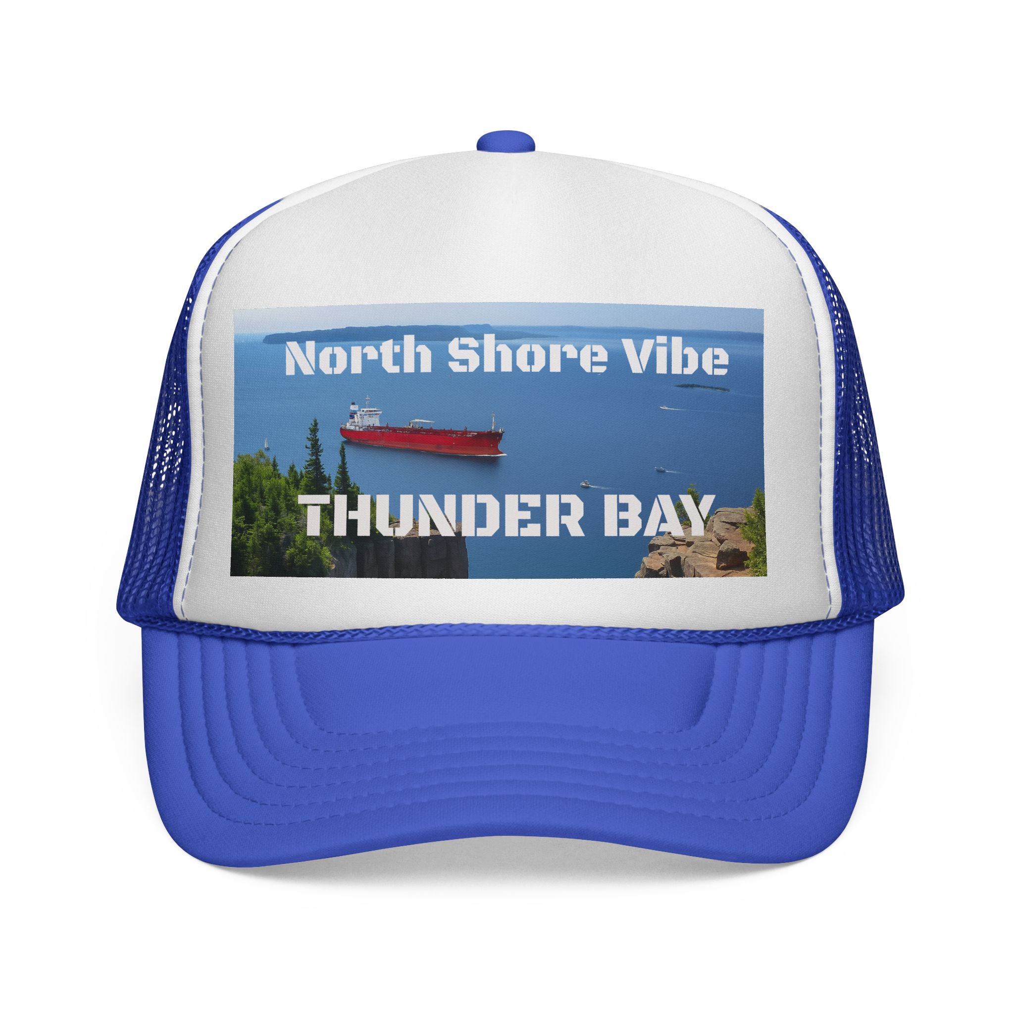 Adjustable Thunder Bay Ontario trucker cap with breathable mesh back