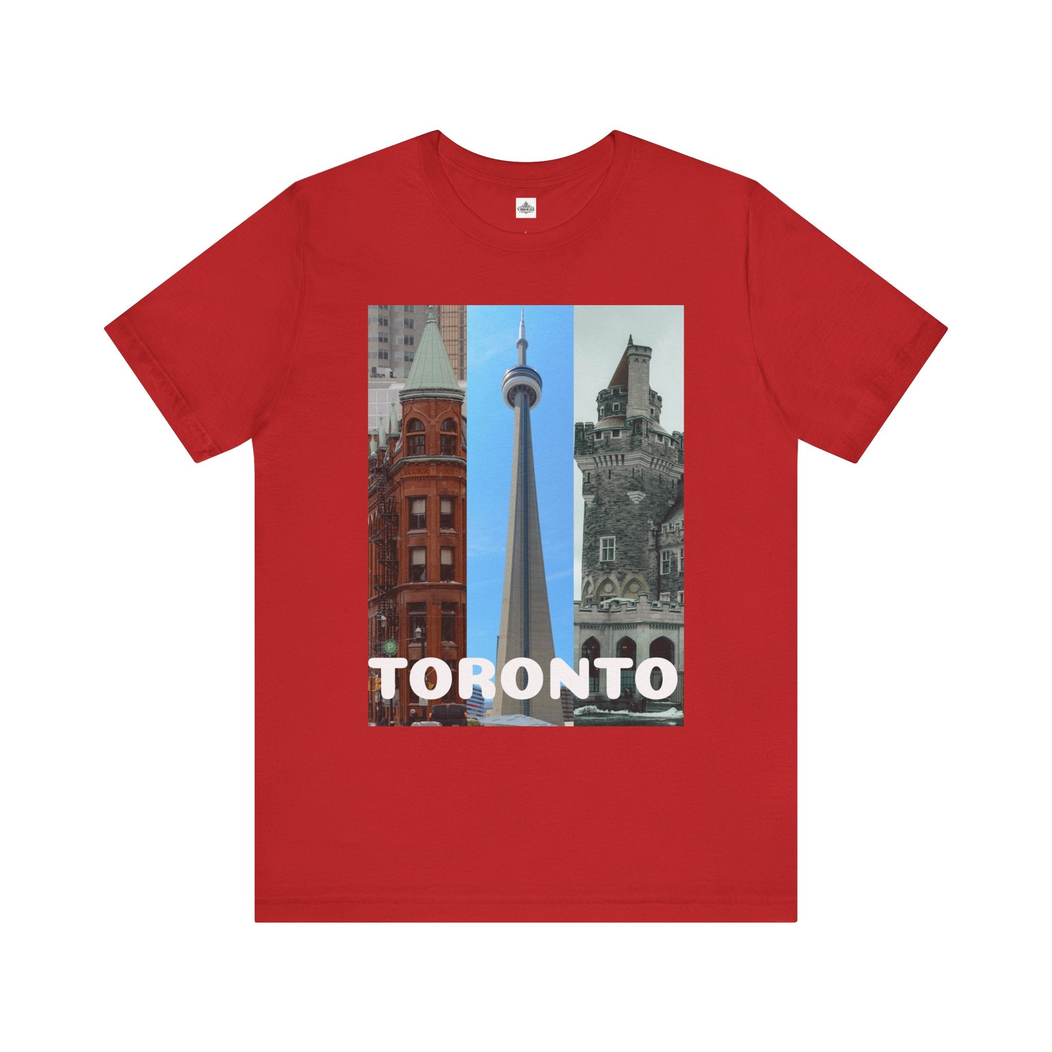 Toronto Sightseeing Landmarks Unisex Jersey T-shirt with city skyline design