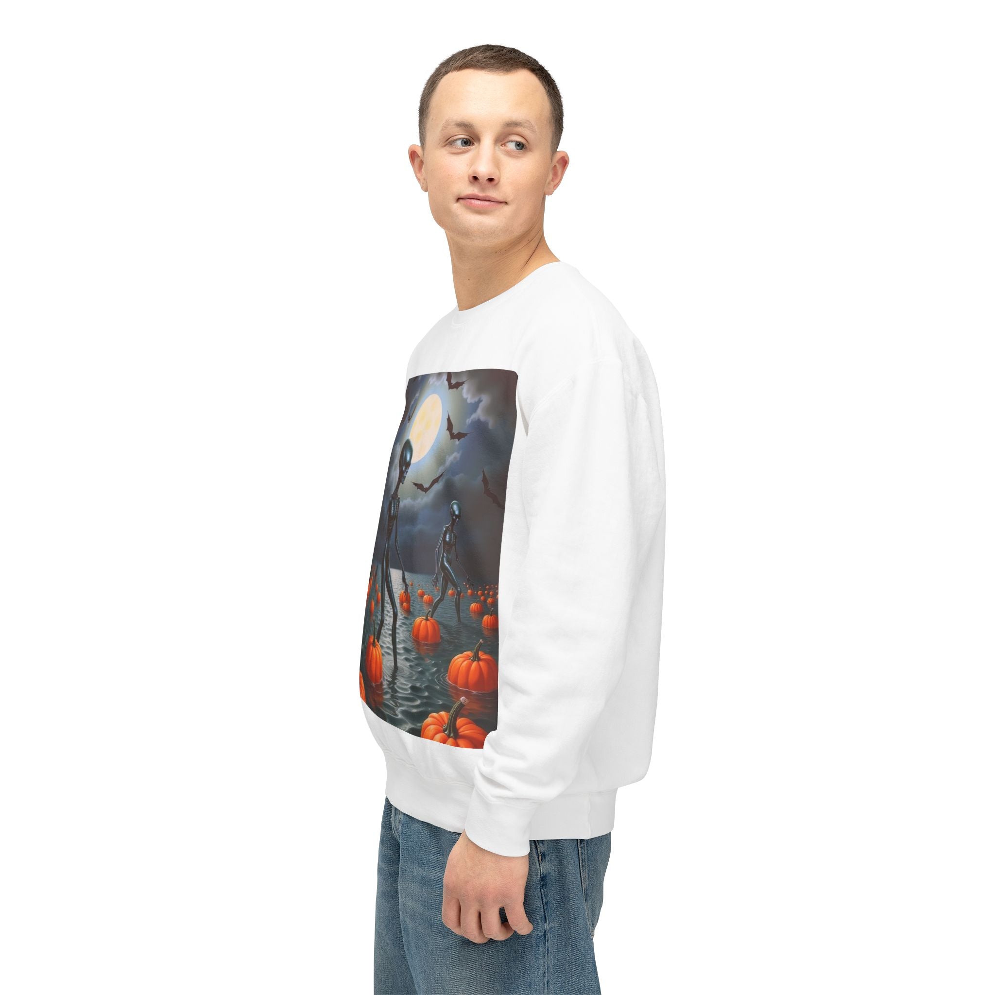 Viringee Wandering Halloween Alien Crewneck Sweatshirt
