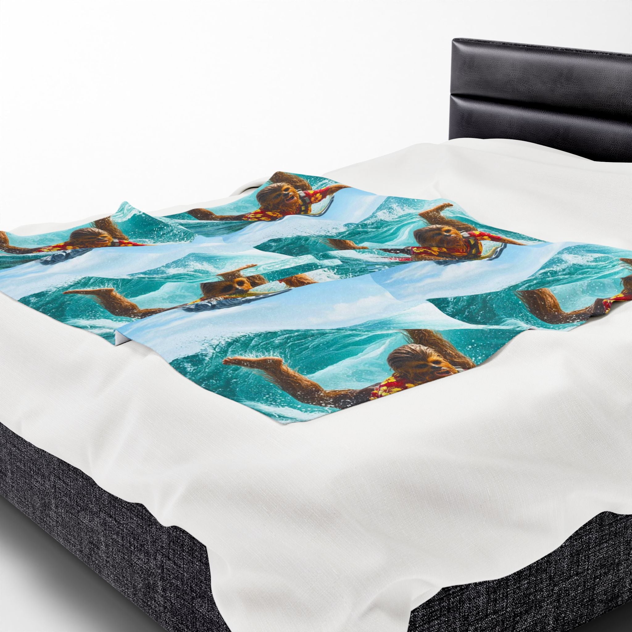 Viringee Surfing Tropical Chewbacca Velveteen Plush Blanket