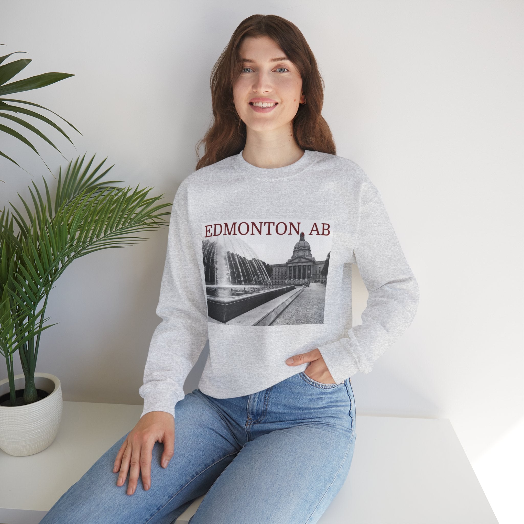 Unisex Edmonton Alberta sweatshirt with bold city graphic
