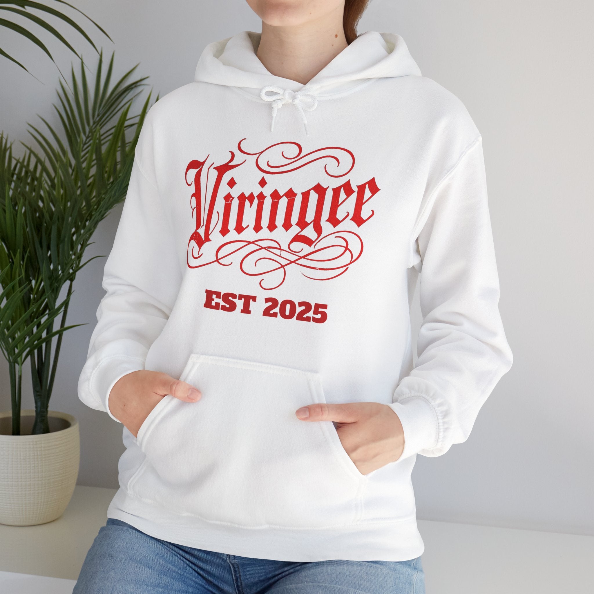 Viringee Red Logo Classic Script Hoodie