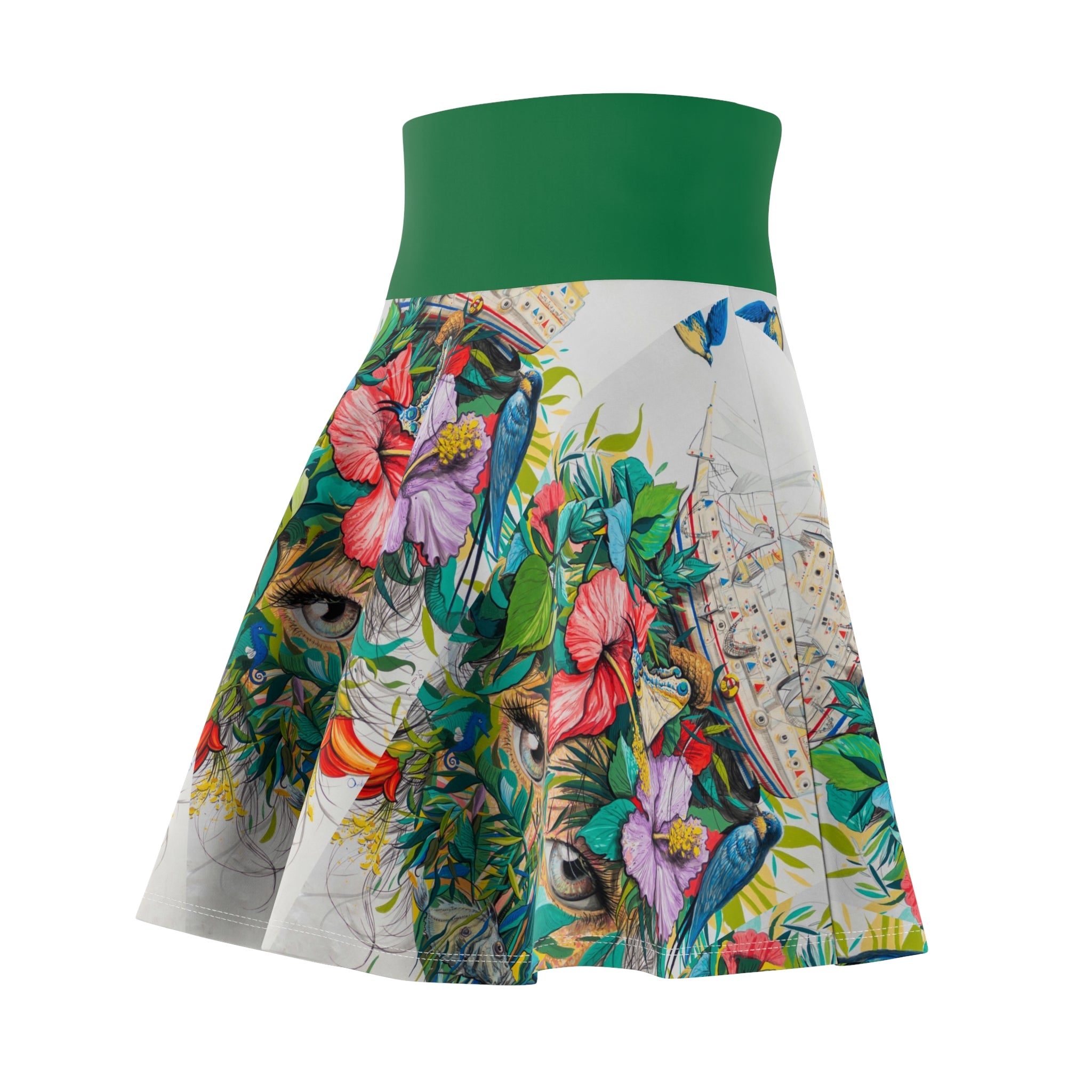 Viringee Floral Gaze Women's Skater Skirt