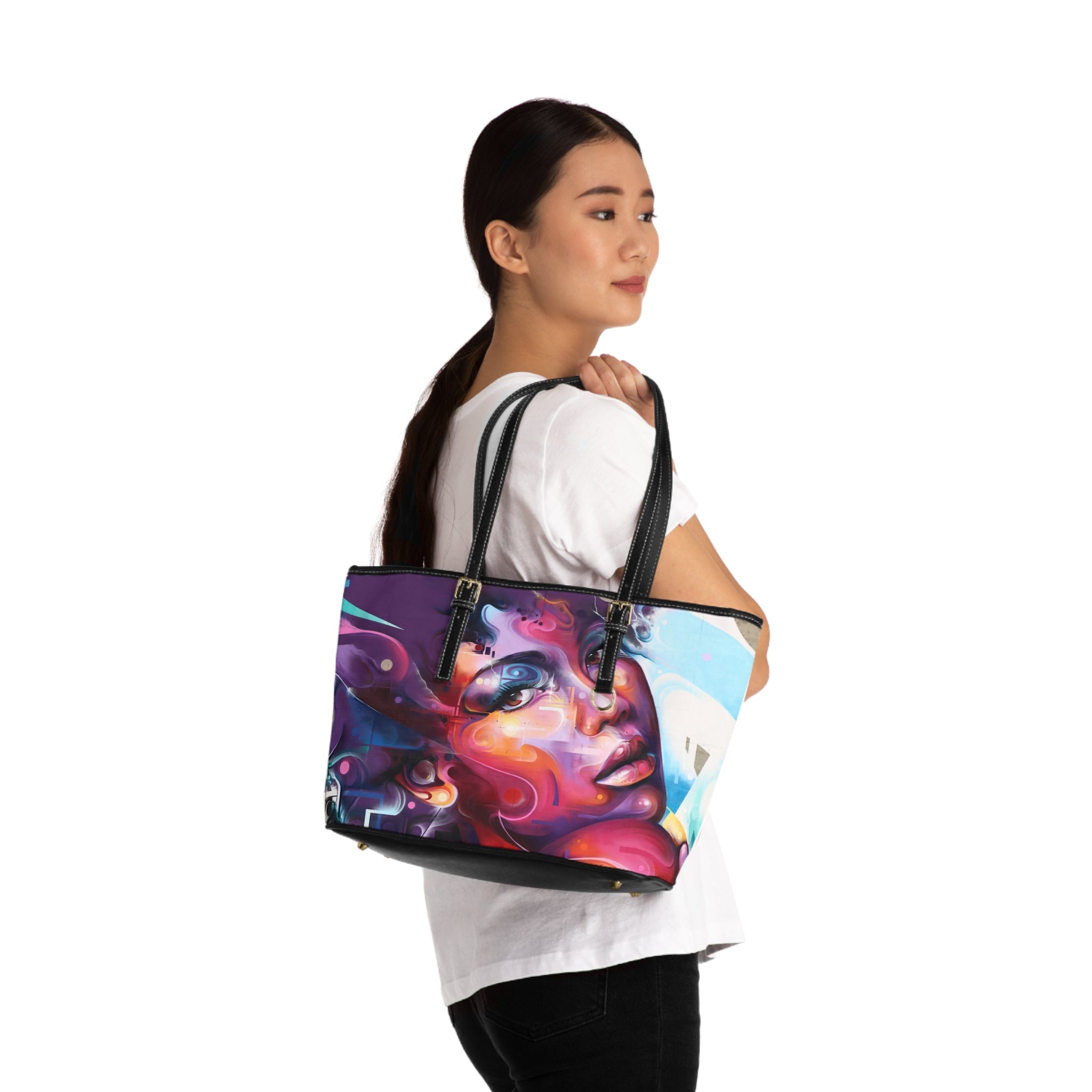Viringee Storyteller Eyes PU Leather Tote Bag