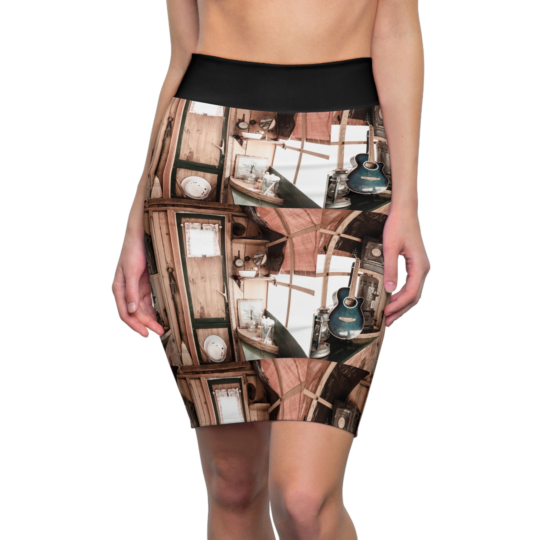 Viringee Vintage Music Cabin Women's Pencil Skirt
