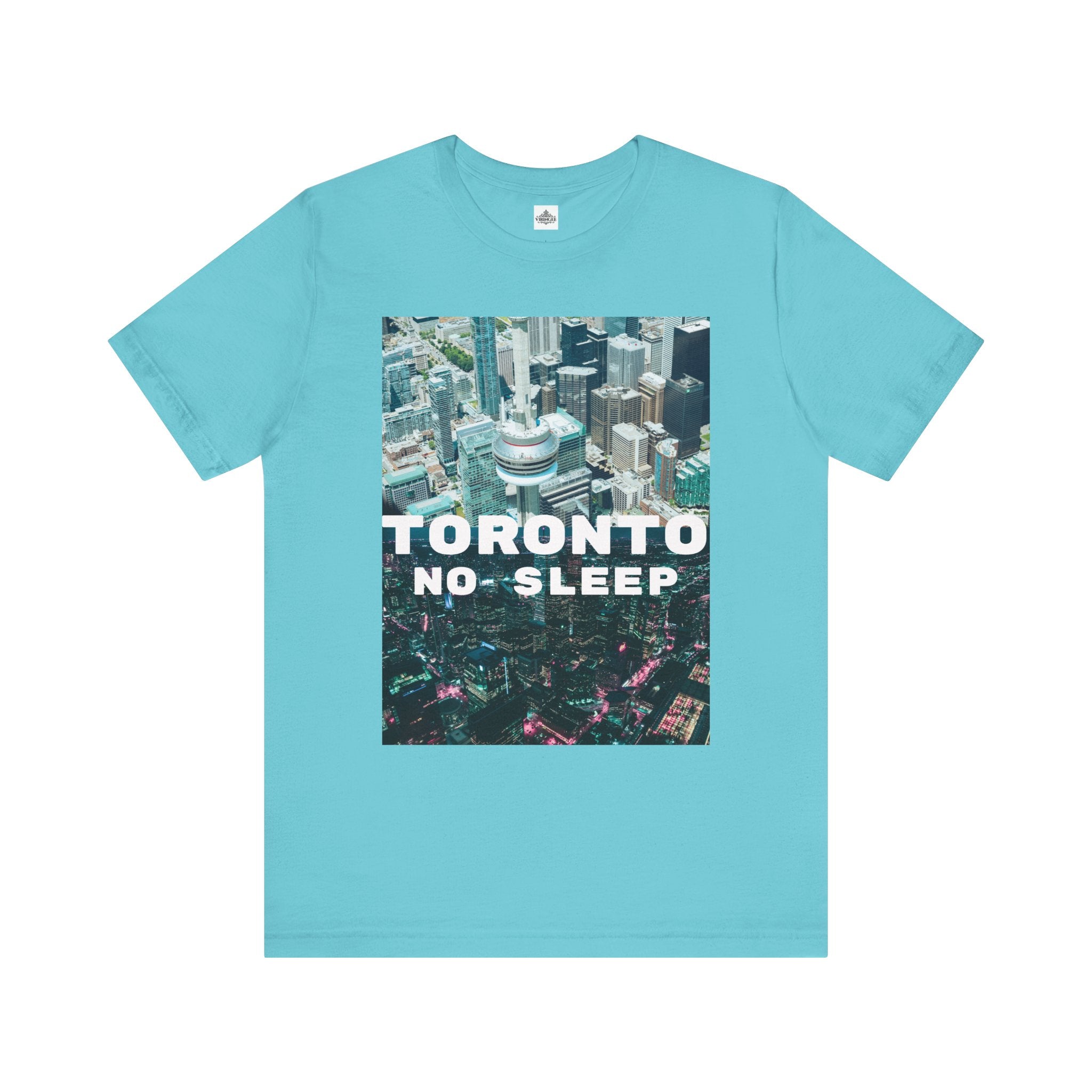 Viringee Downtown Toronto No Sleep unisex jersey short sleeve graphic tee, artistic urban streetwear shirt
