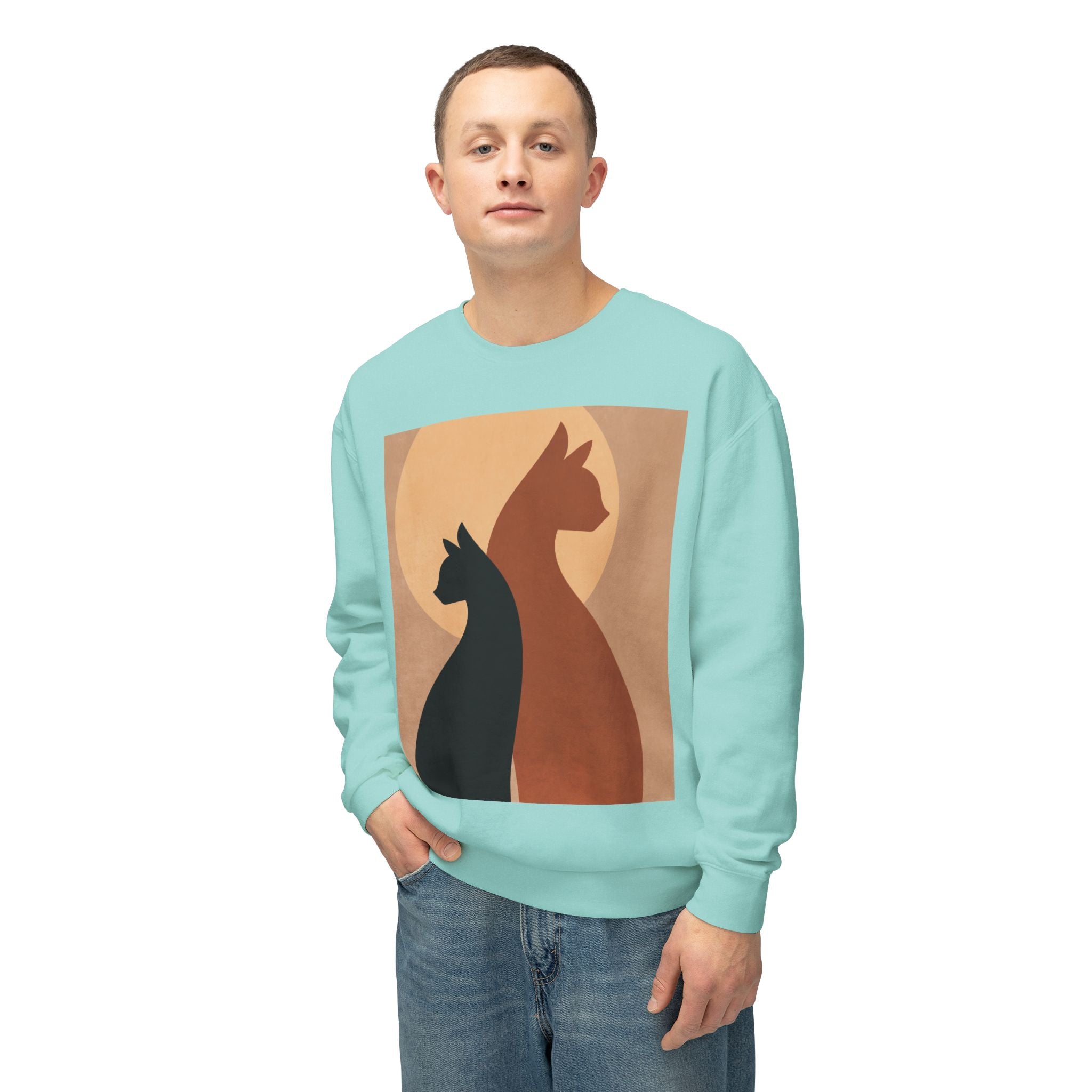 Viringee Cat Silhouette Unisex Lightweight Sweatshirt