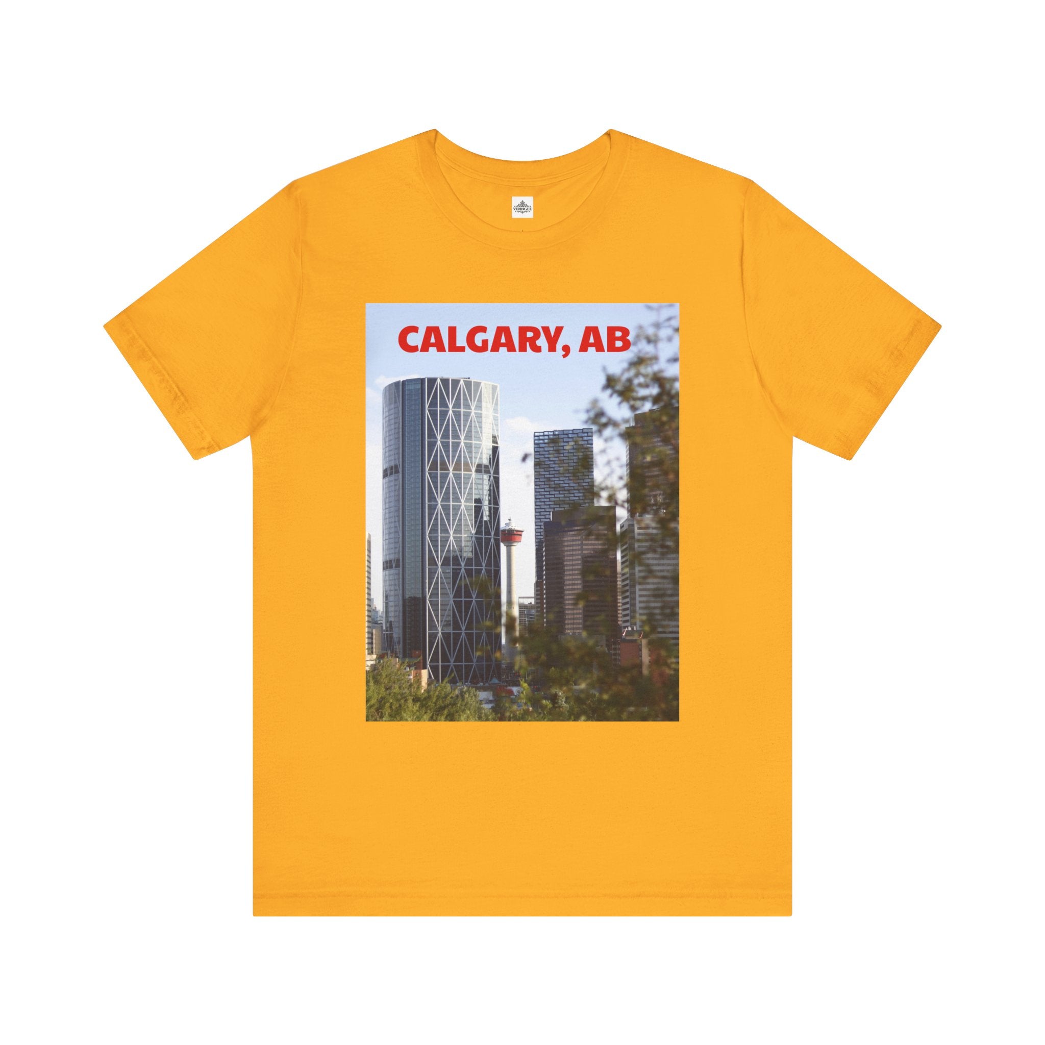 Viringee Peeking Calgary Tower AB T-shirt, unisex jersey short sleeve
