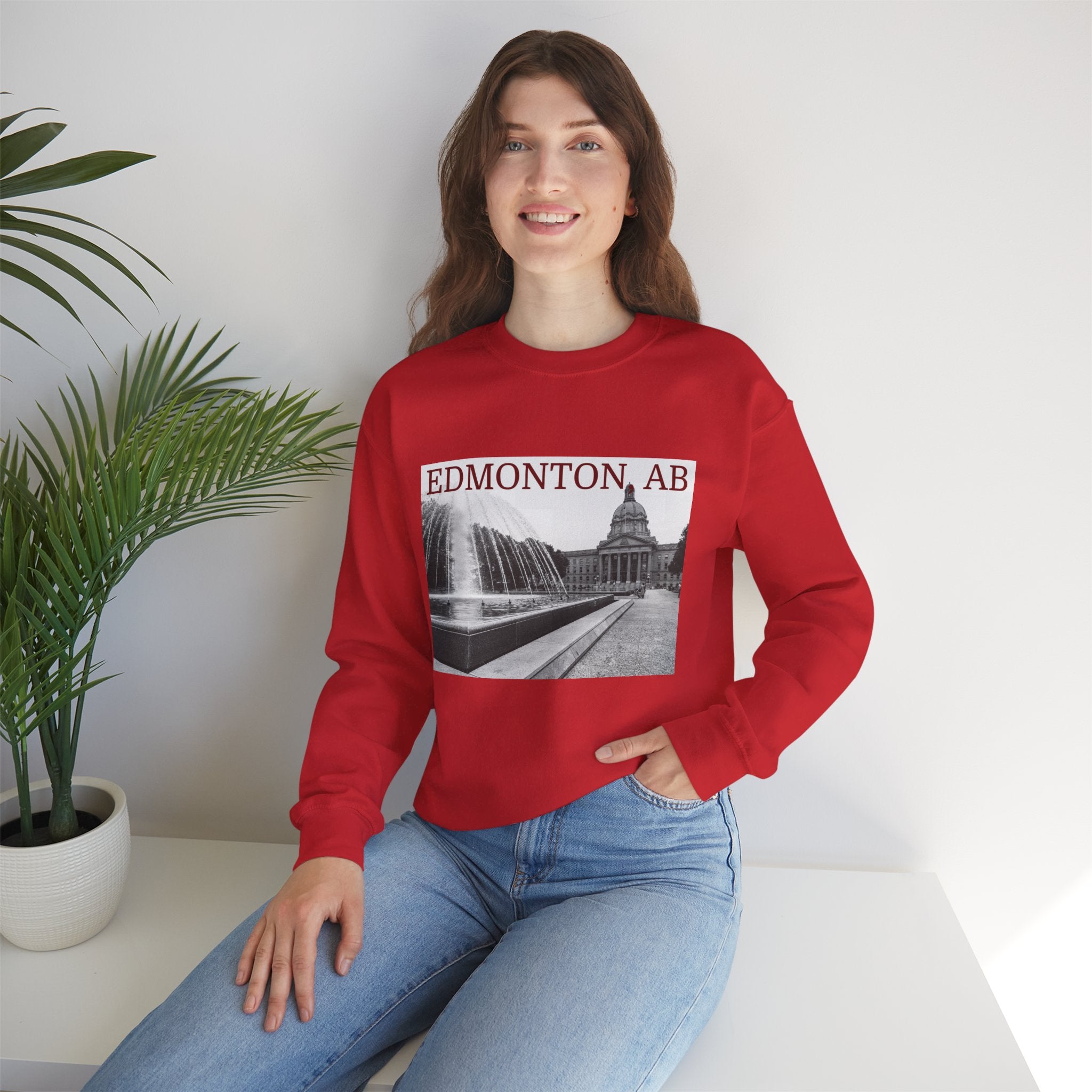 Unisex Edmonton Alberta sweatshirt with bold city graphic