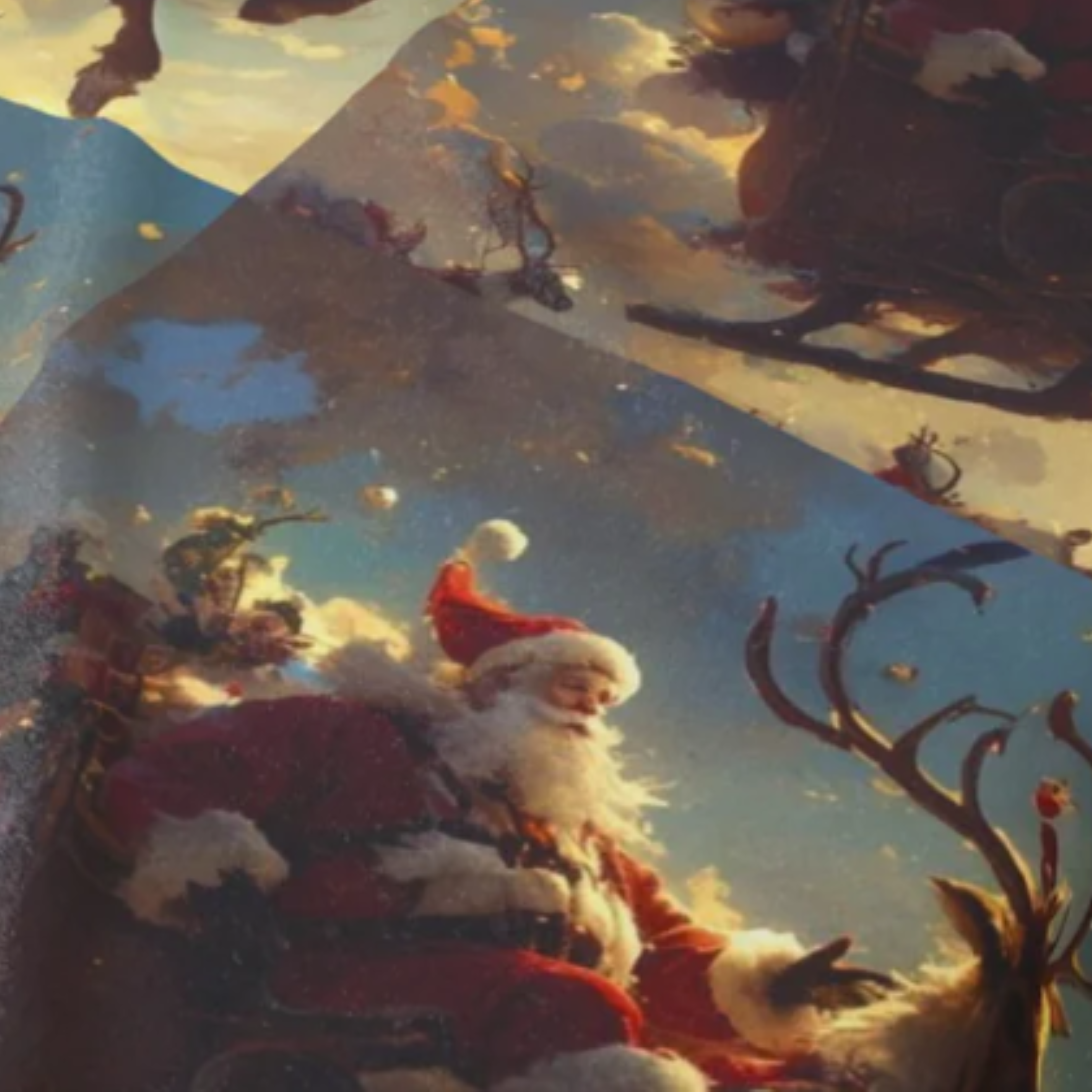 Viringee Christmas Santa Sleigh Velveteen Plush Blanket