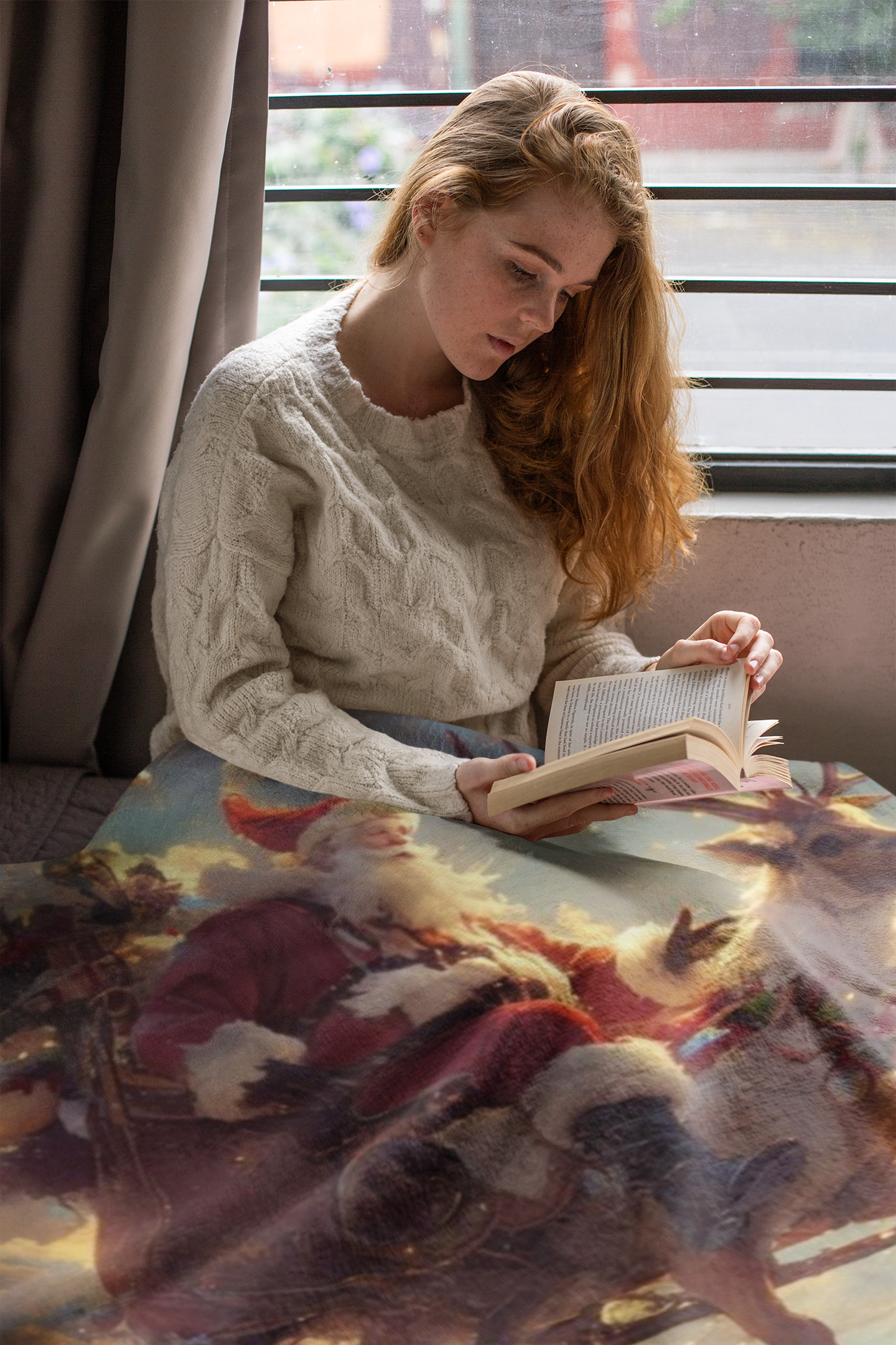 Viringee Christmas Santa Sleigh Velveteen Plush Blanket