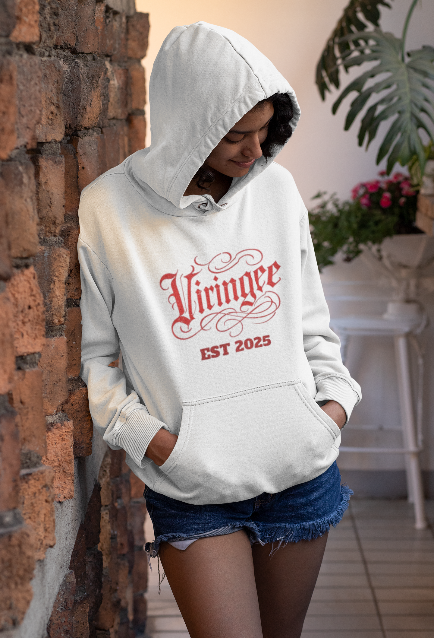 Viringee Red Logo Classic Script Hoodie