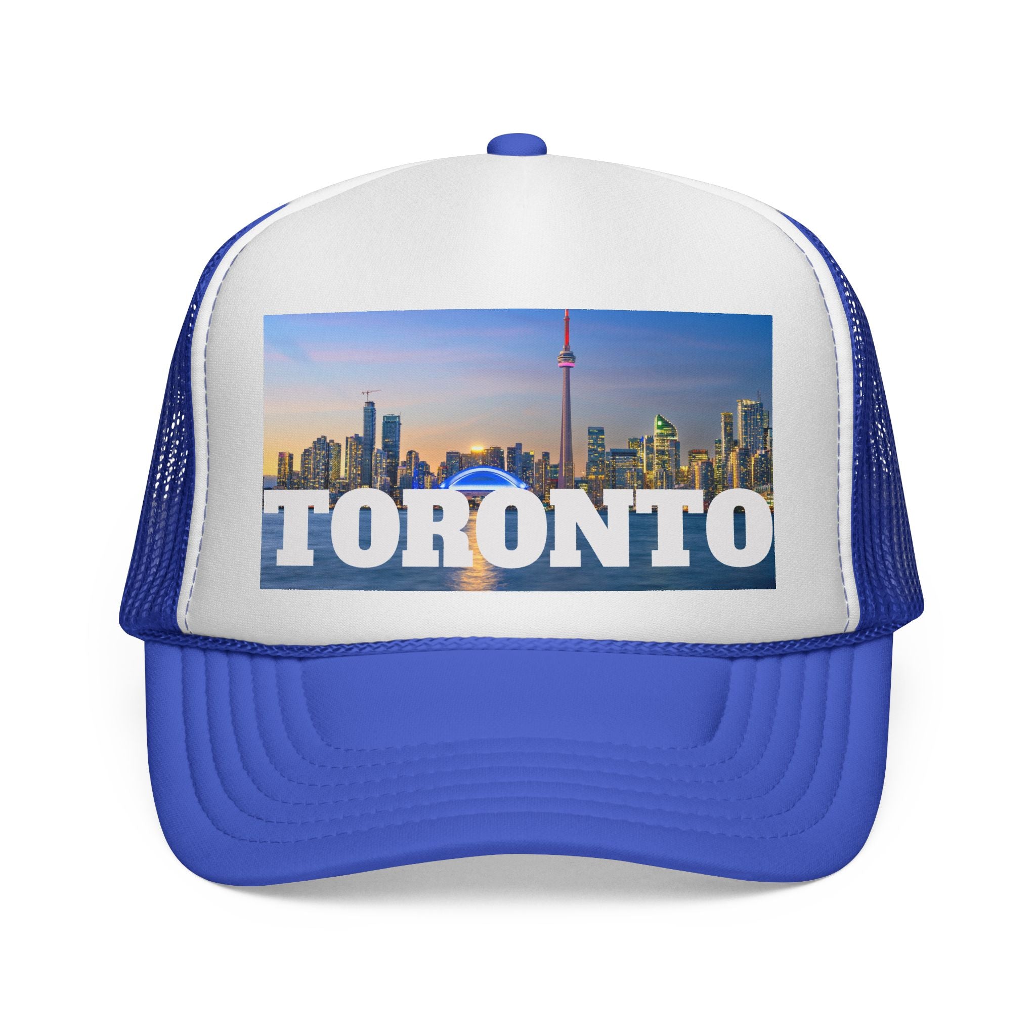 Unisex Toronto trucker cap featuring night city design