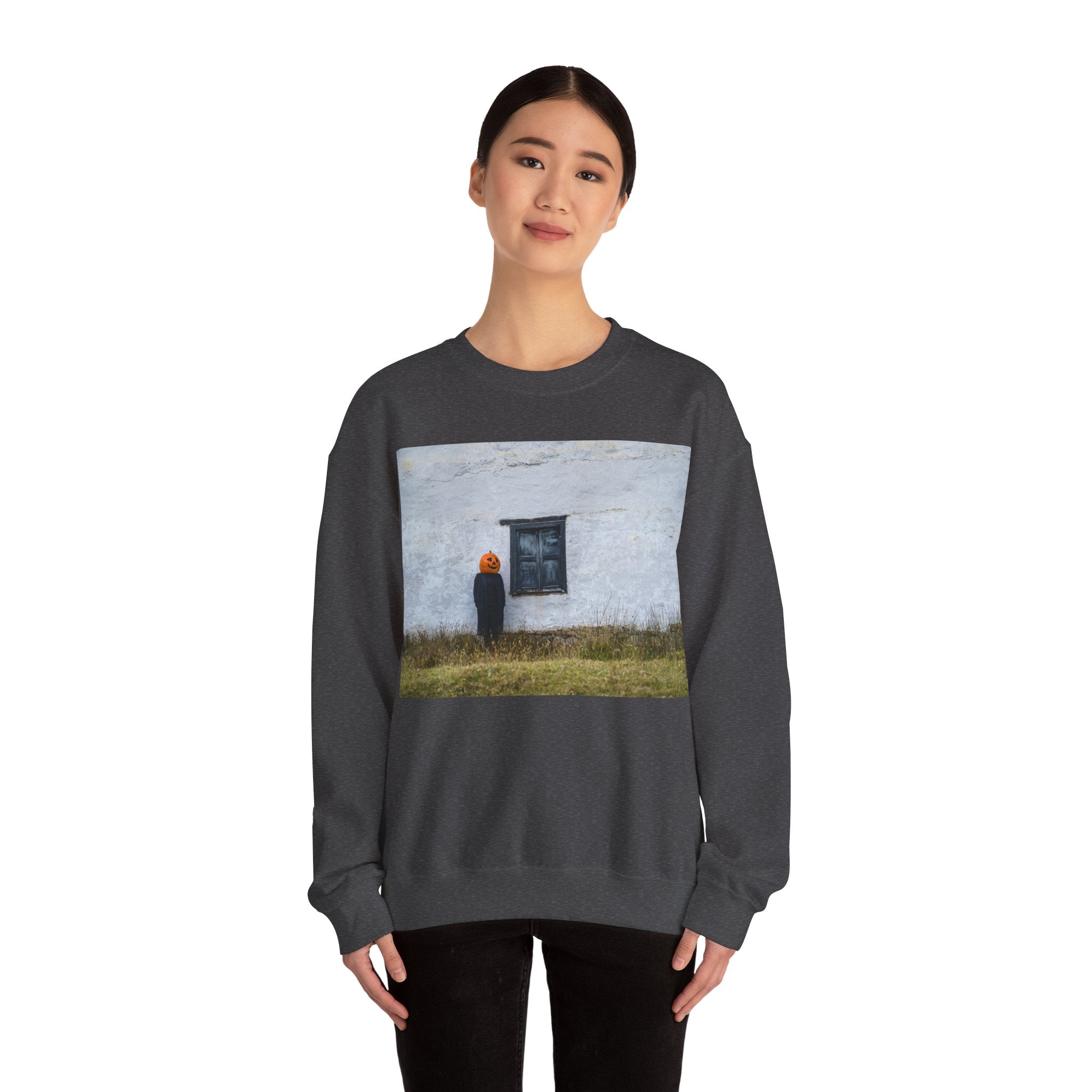 Viringee Pumpkin-Head Unisex Crewneck Sweatshirt