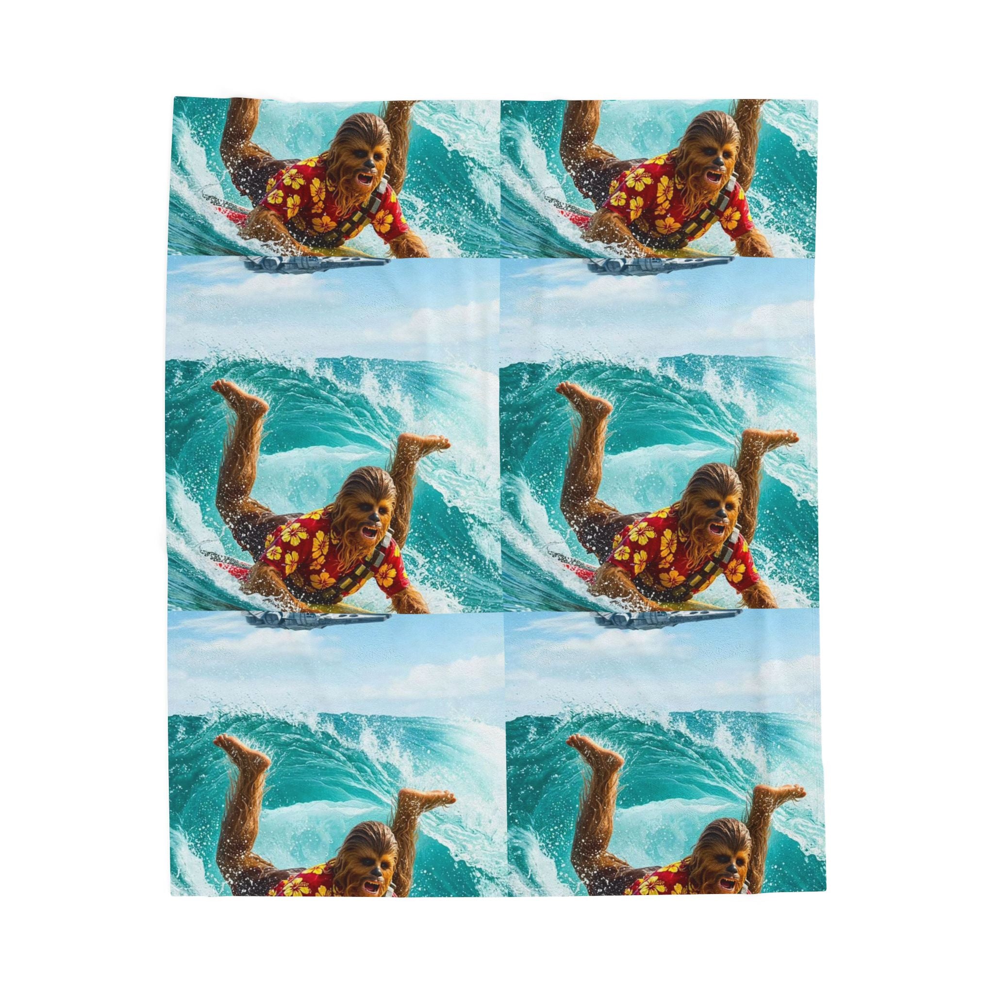 Viringee Surfing Tropical Chewbacca Velveteen Plush Blanket
