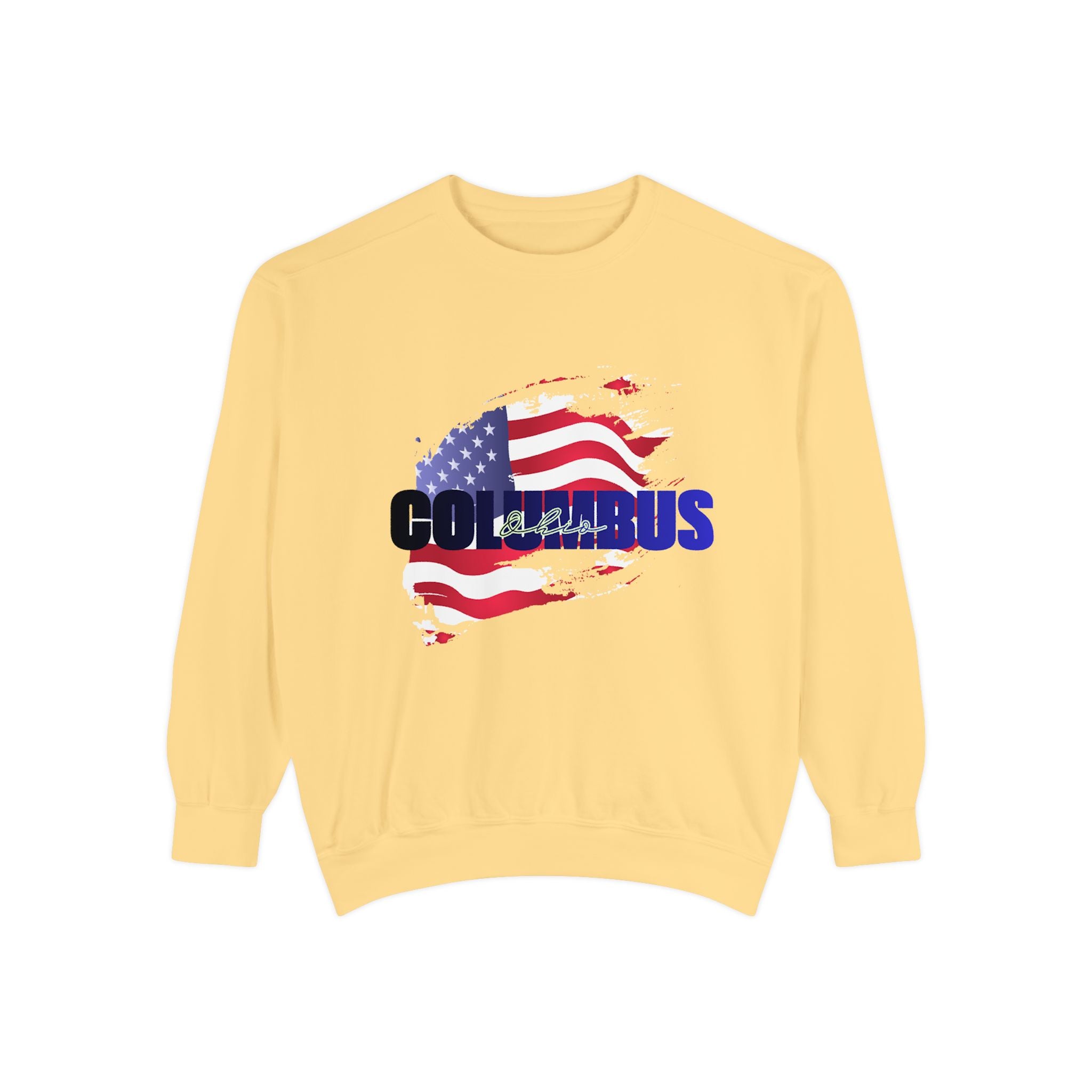 Viringee Columbus Ohio American Flag Crewneck Unisex Sweatshirt