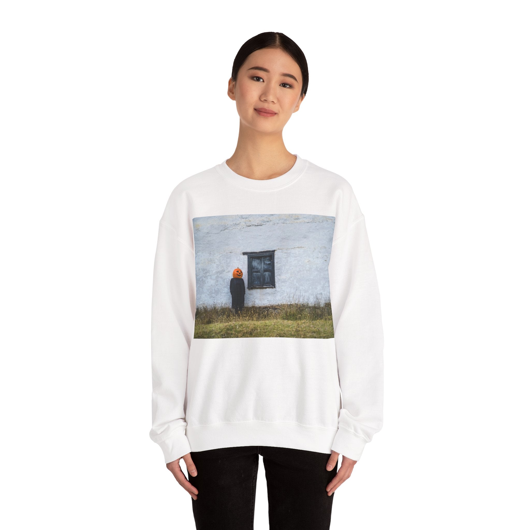 Viringee Pumpkin-Head Unisex Crewneck Sweatshirt