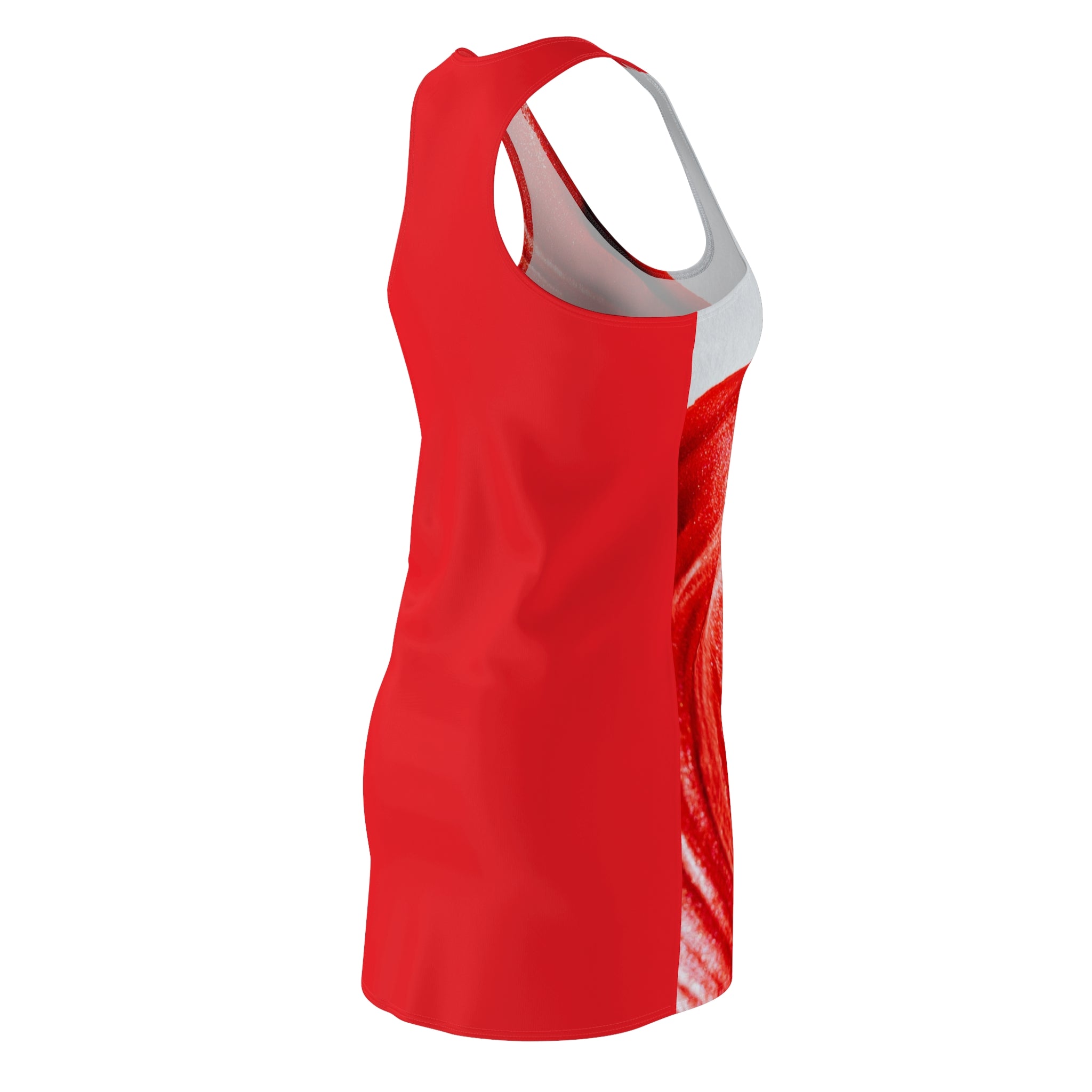 Viringee Women's Red and White Vivid Strokes Racerback Dress