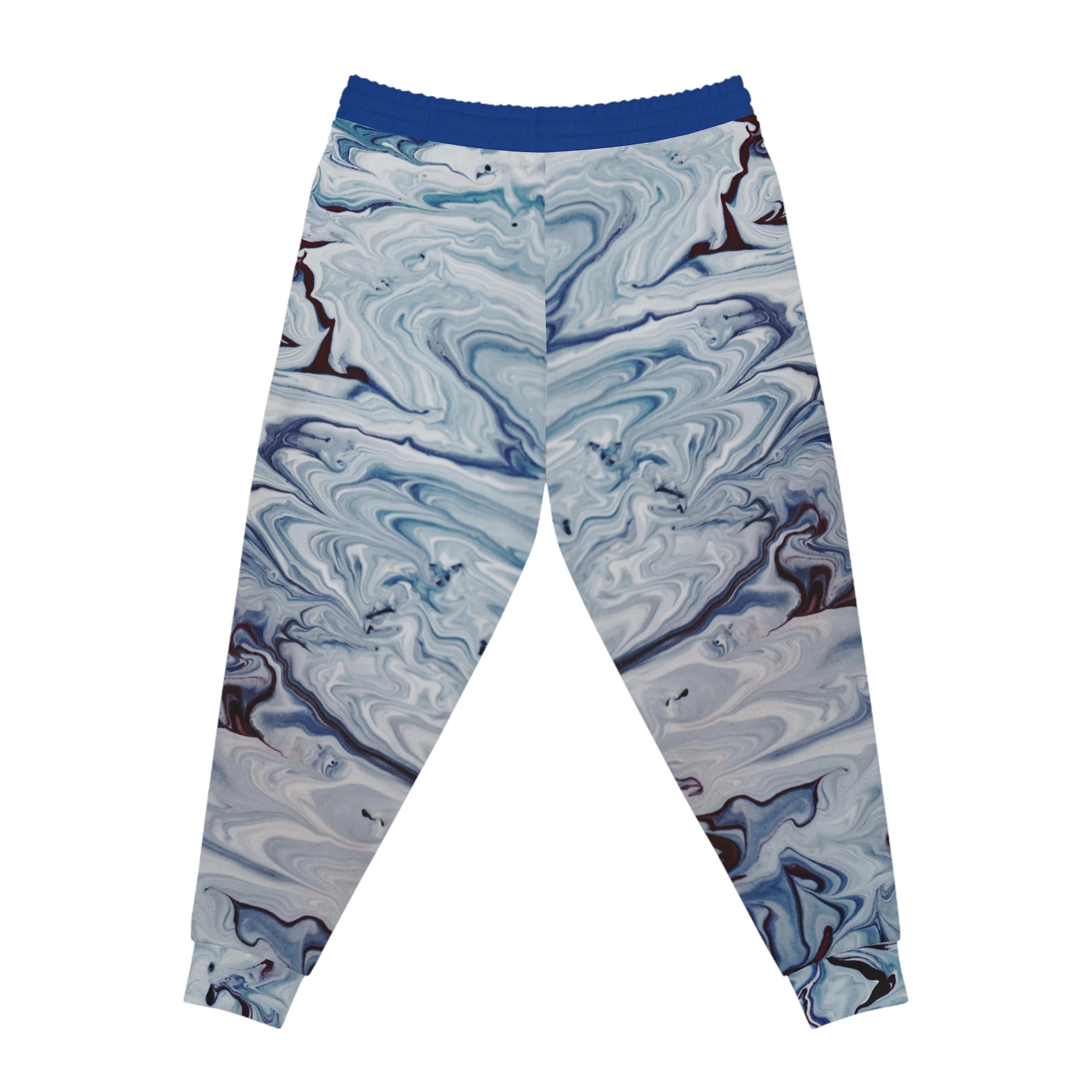 Viringee Blue White Duotone Liquid Pattern Men Athletic Joggers