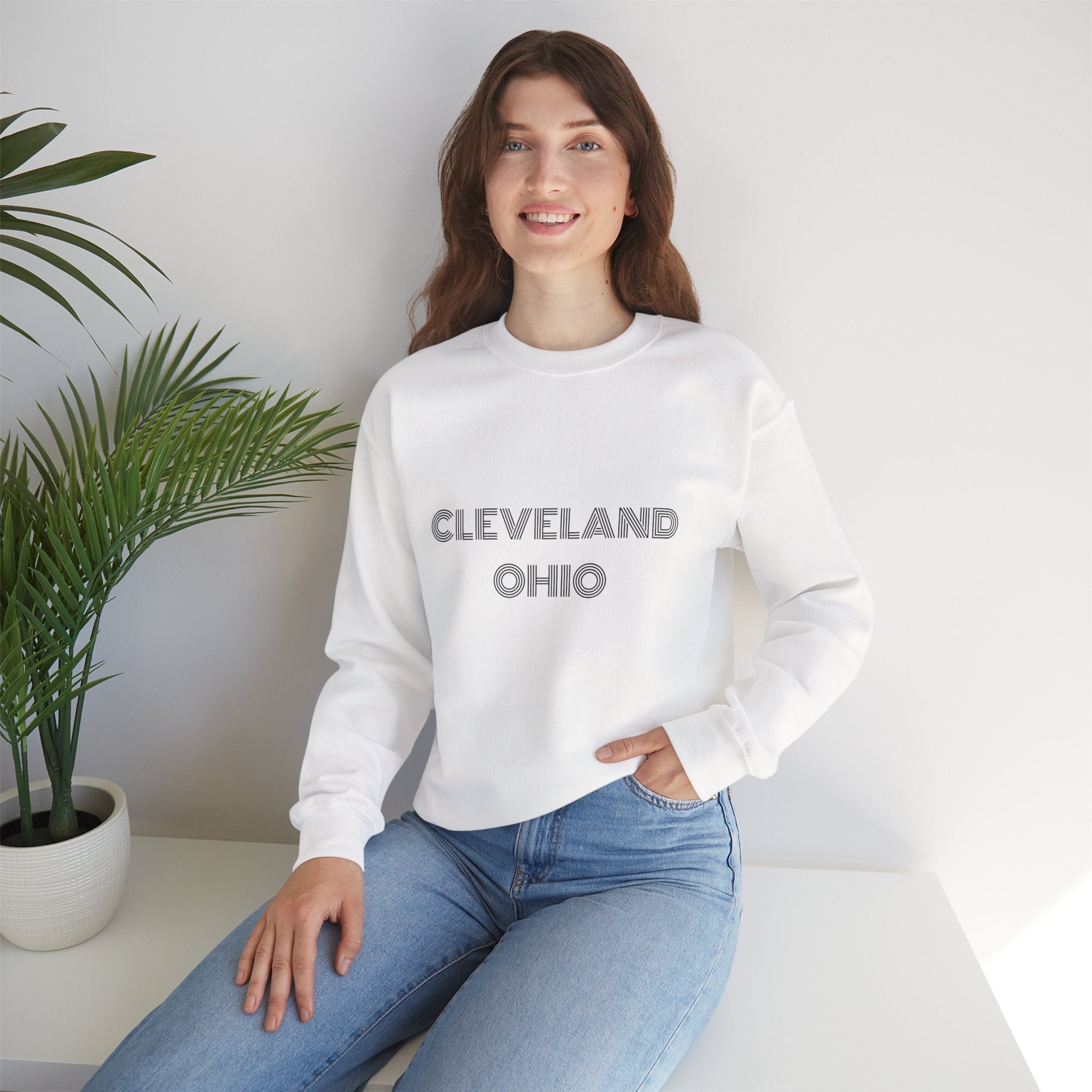 Classic crewneck sweatshirt celebrating Cleveland Ohio in modern street style