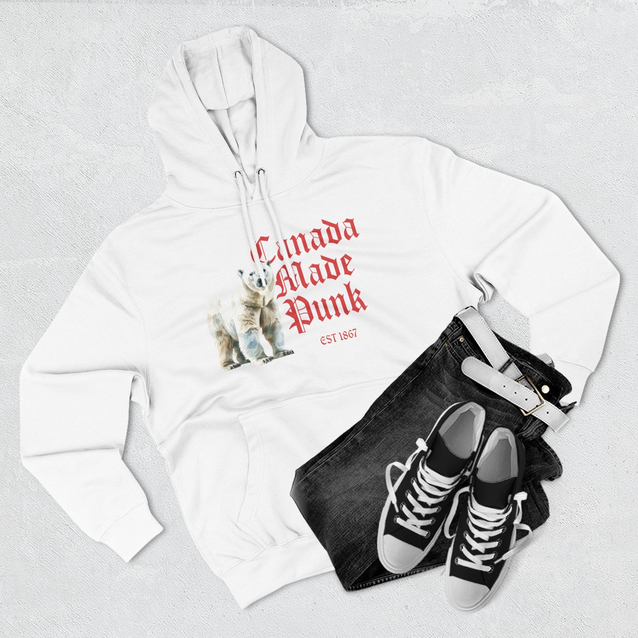 Viringee Canada Made Punk 1867 Graphic Unisex Fleece Hoodie