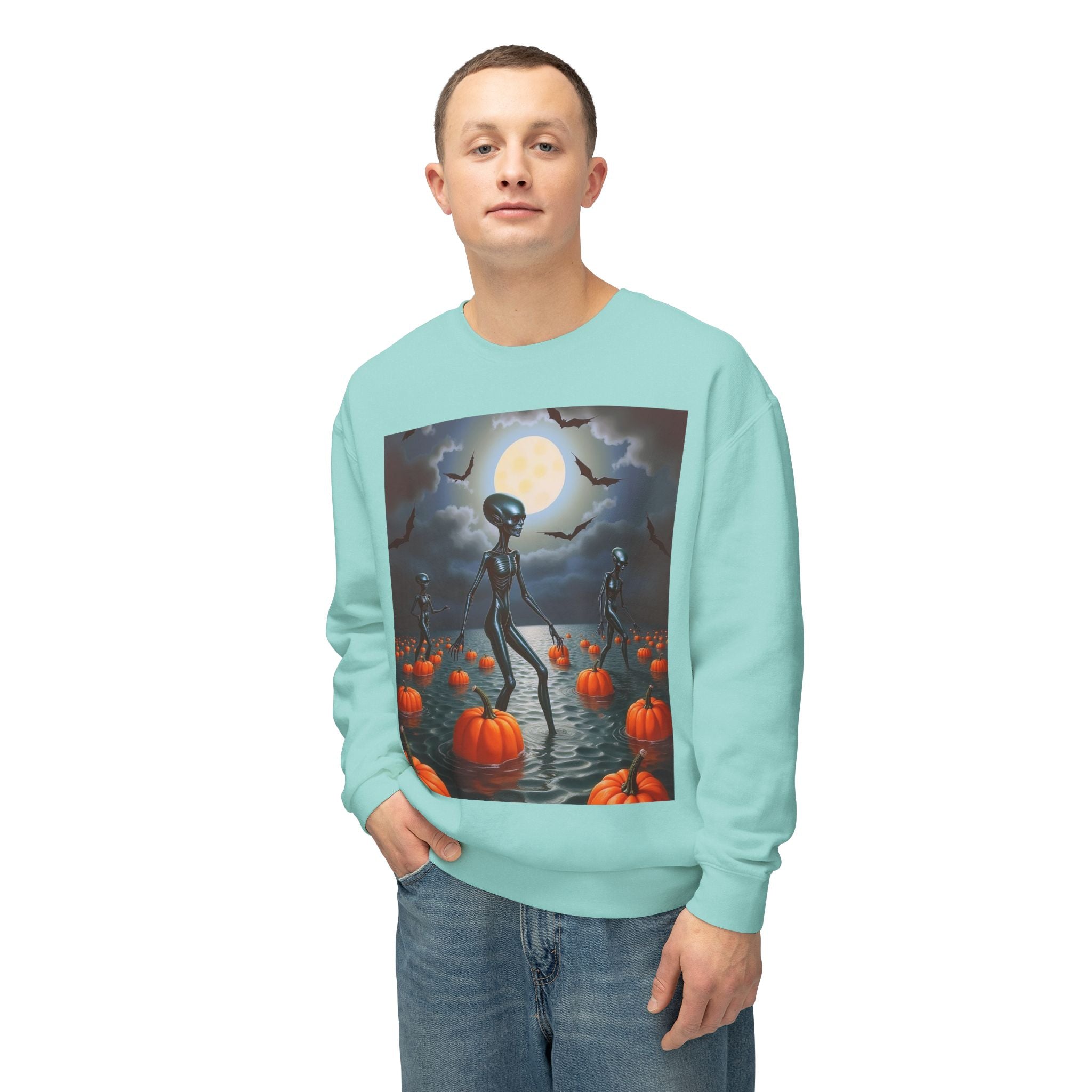 Viringee Wandering Halloween Alien Crewneck Sweatshirt