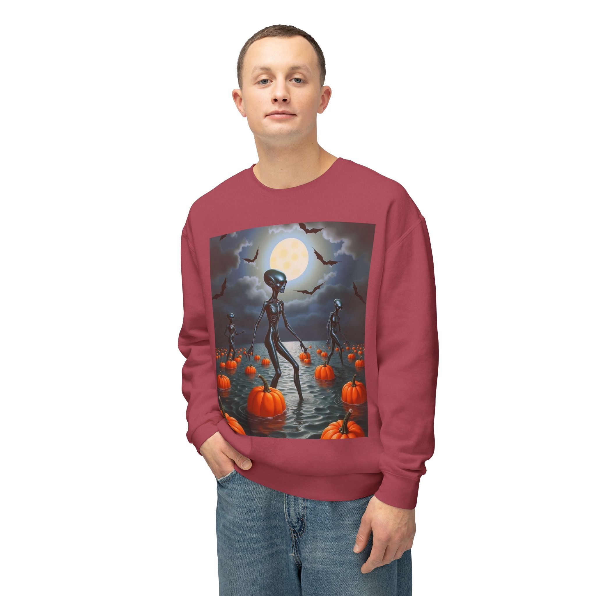 Viringee Wandering Halloween Alien Crewneck Sweatshirt