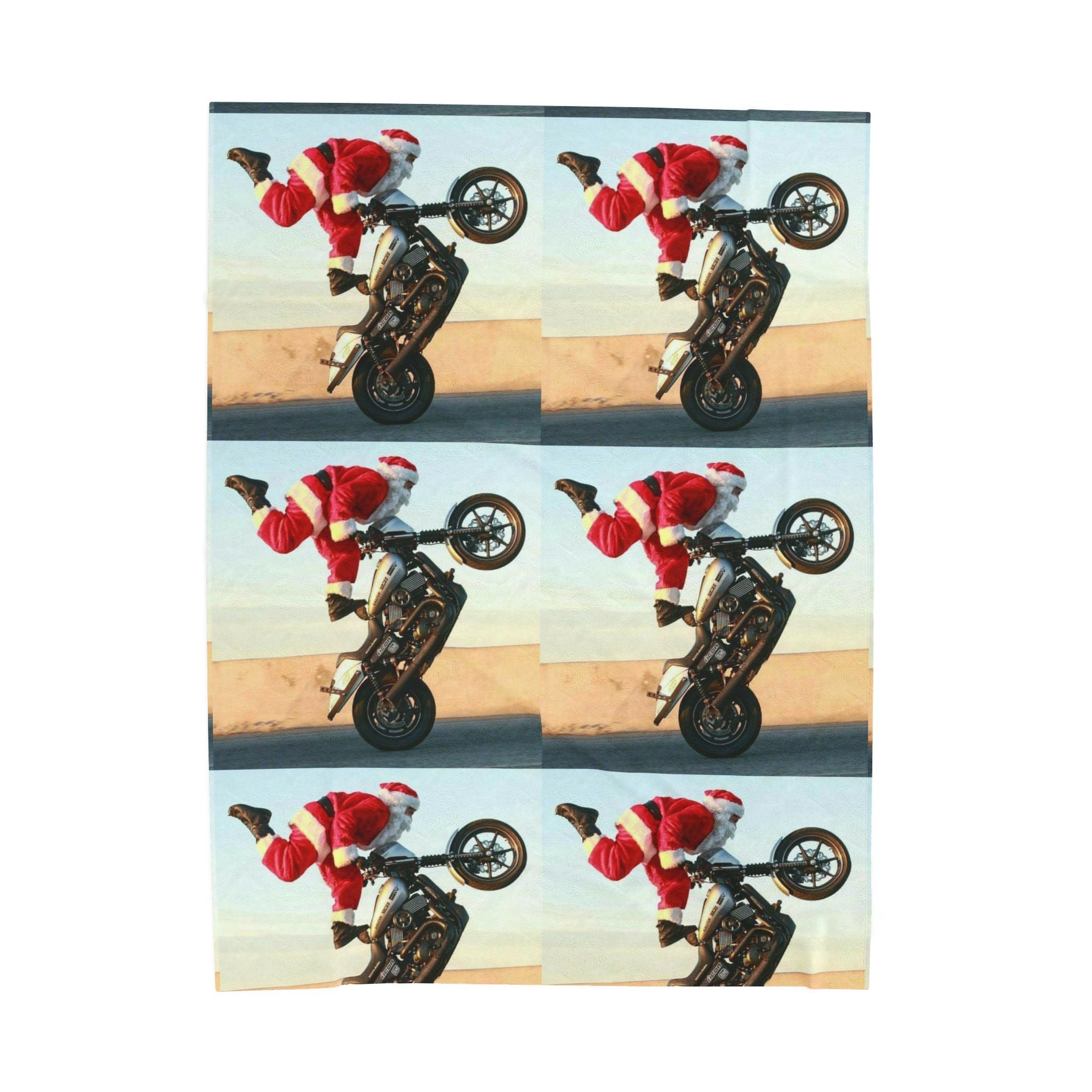 Viringee Santa Claus Motorcycle Velveteen Plush Blanket
