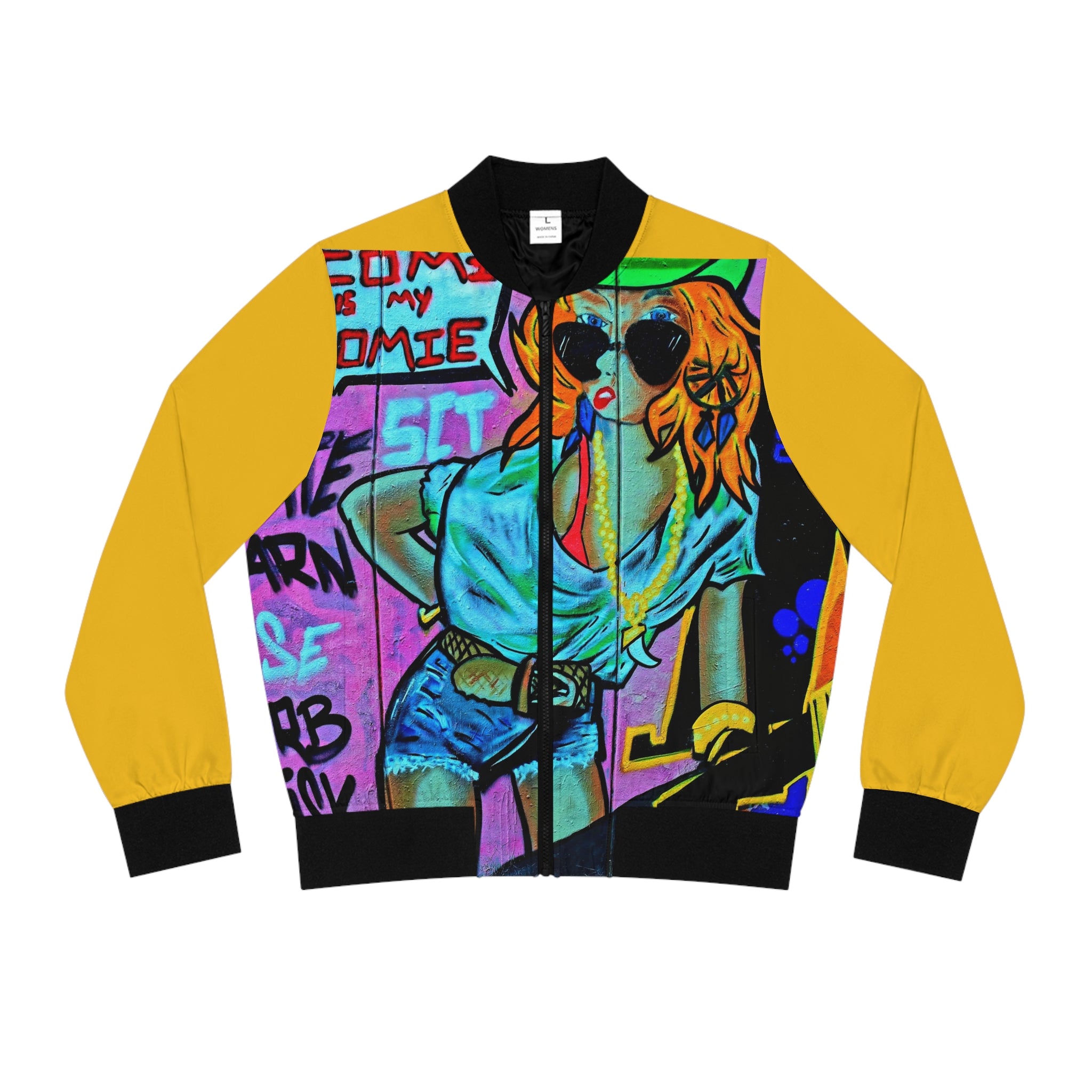 Viringee women’s wall art bomber jacket with artistic print