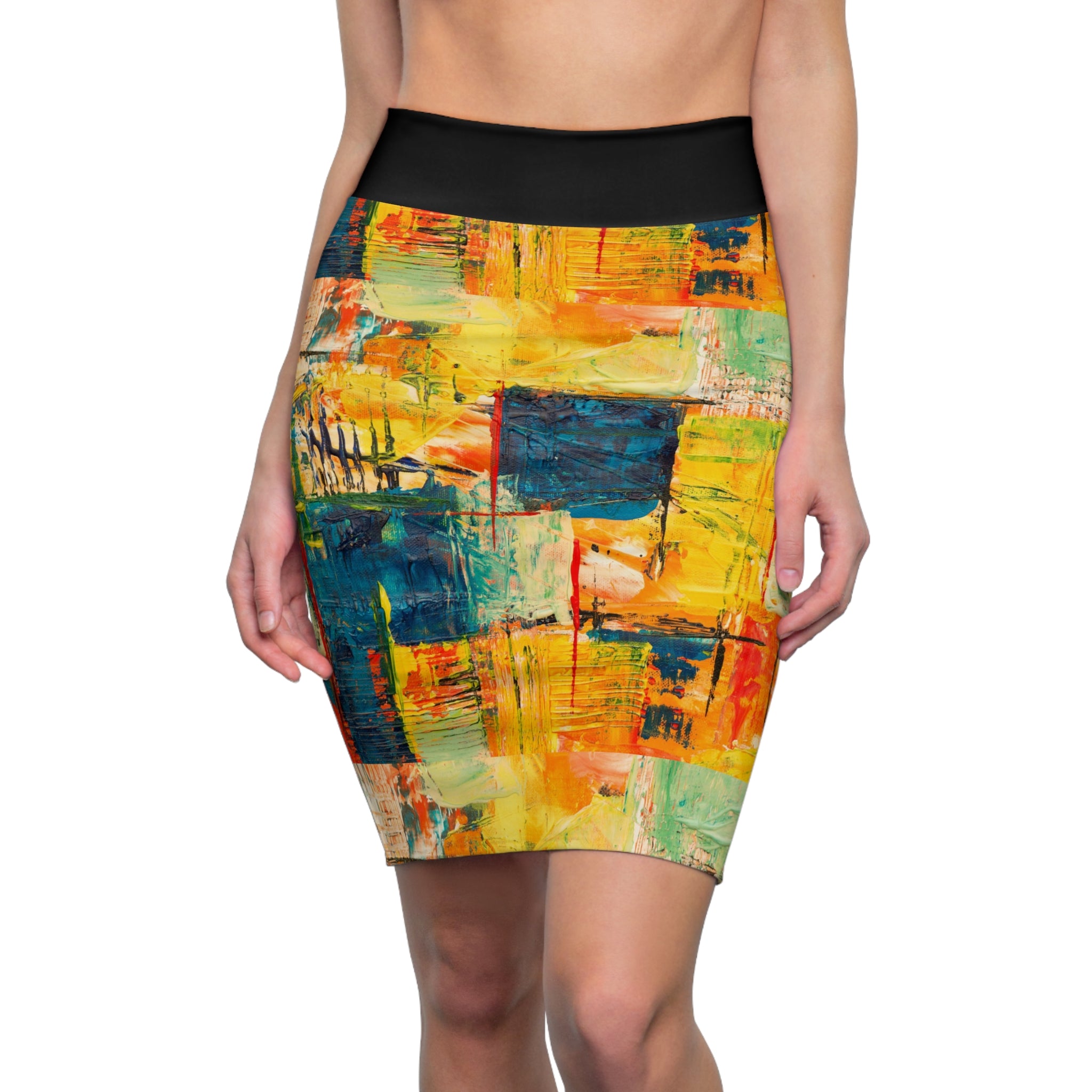 Viringee Women's Abstract Art Pencil Skirt