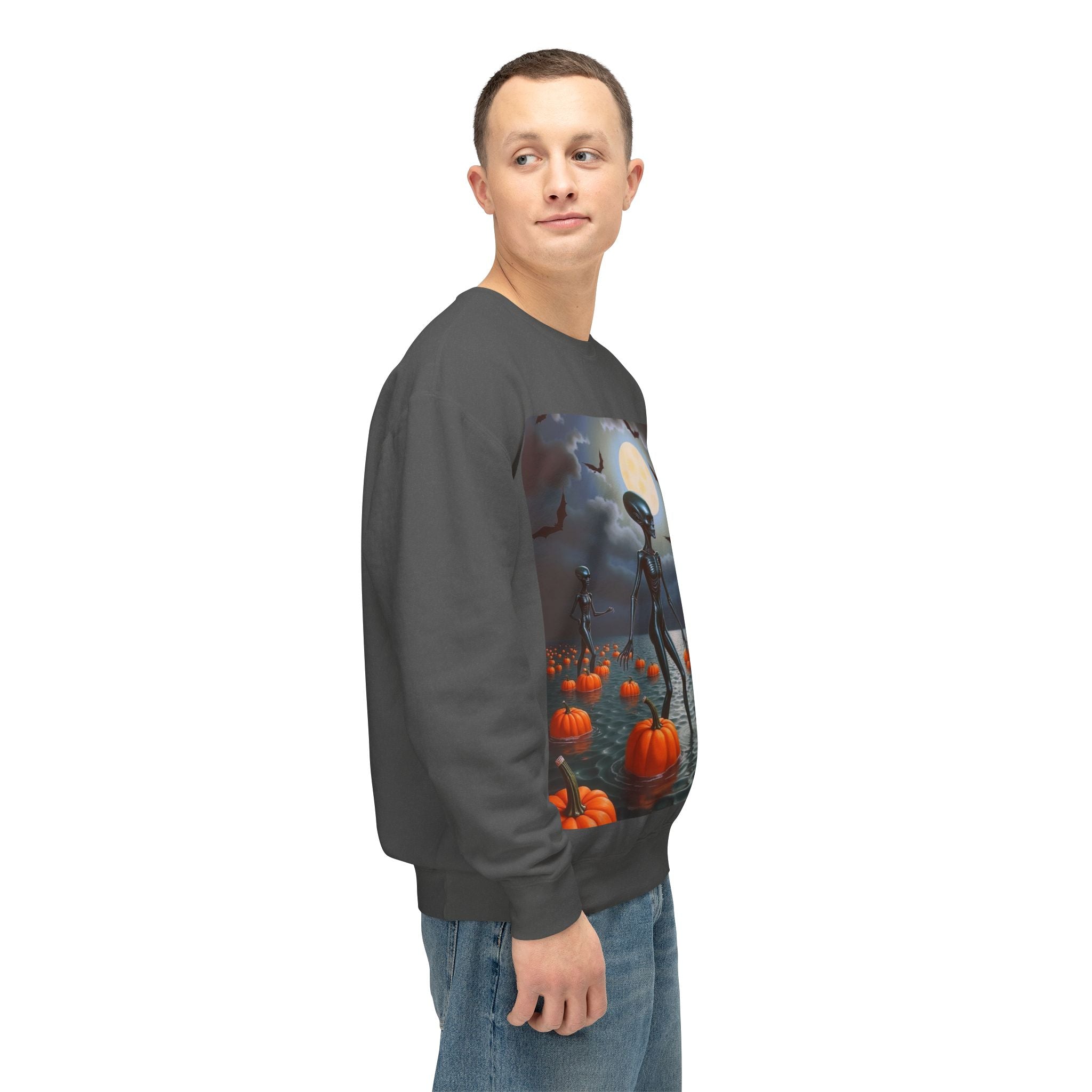 Viringee Wandering Halloween Alien Crewneck Sweatshirt
