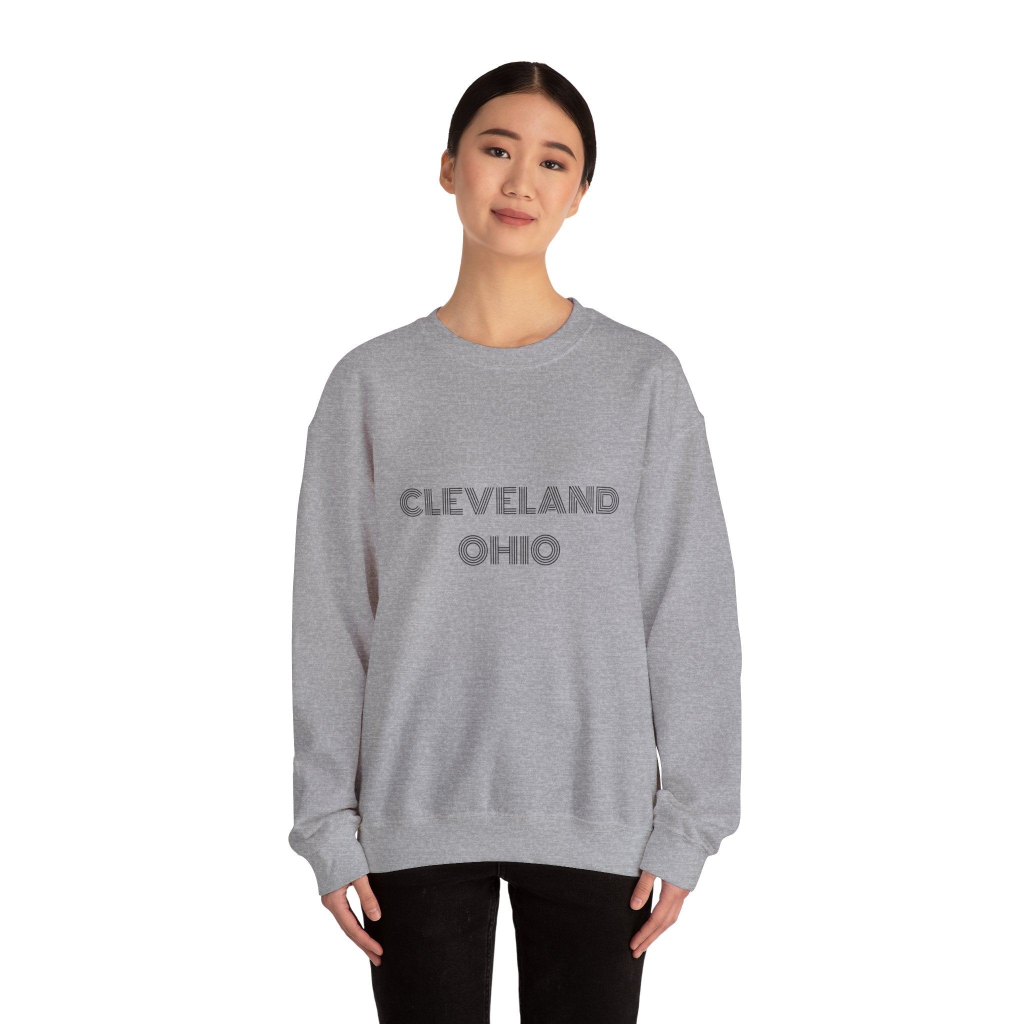Classic crewneck sweatshirt celebrating Cleveland Ohio in modern street style