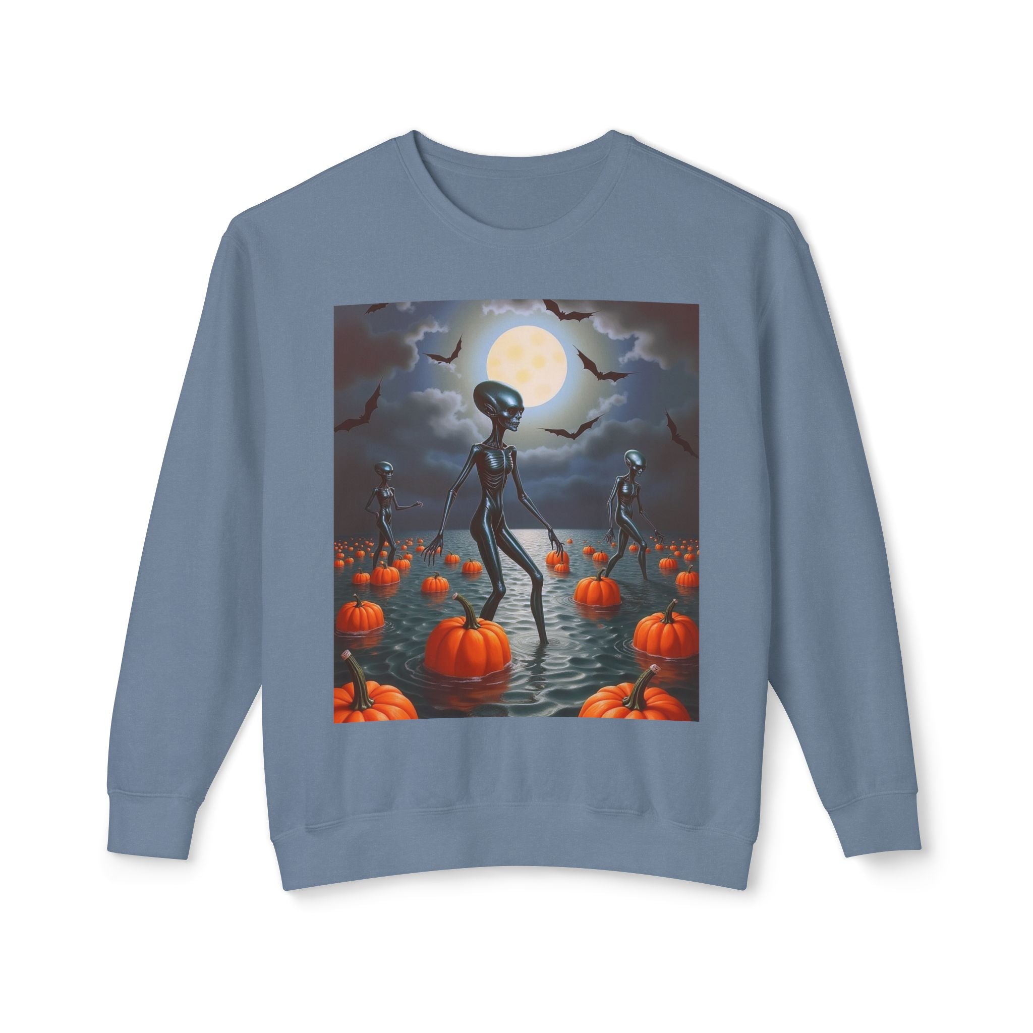 Viringee Wandering Halloween Alien Crewneck Sweatshirt