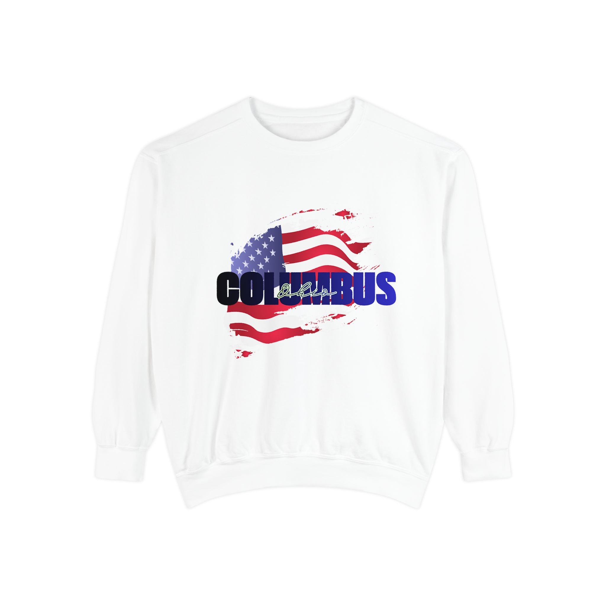 Viringee Columbus Ohio American Flag Crewneck Unisex Sweatshirt
