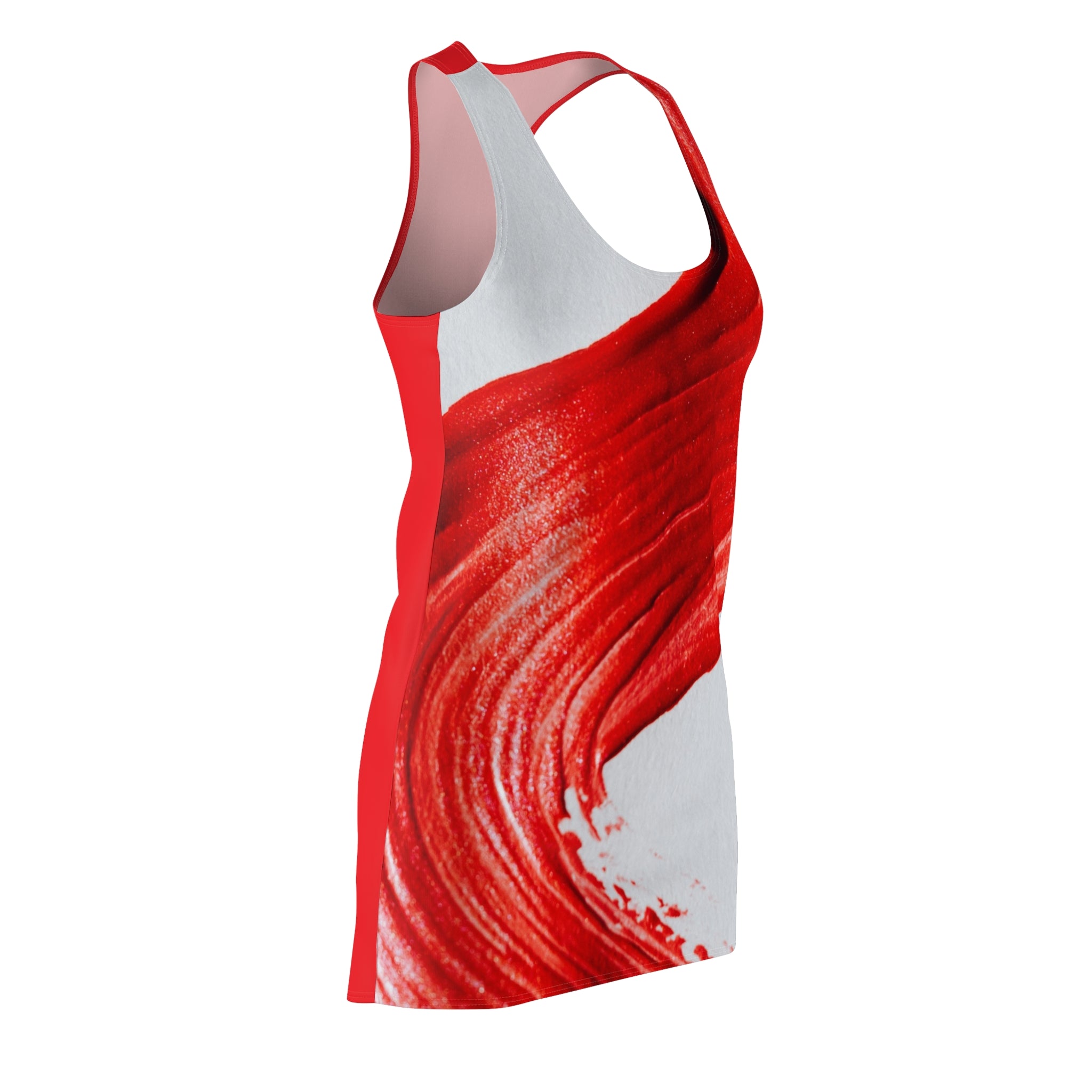 Viringee Women's Red and White Vivid Strokes Racerback Dress