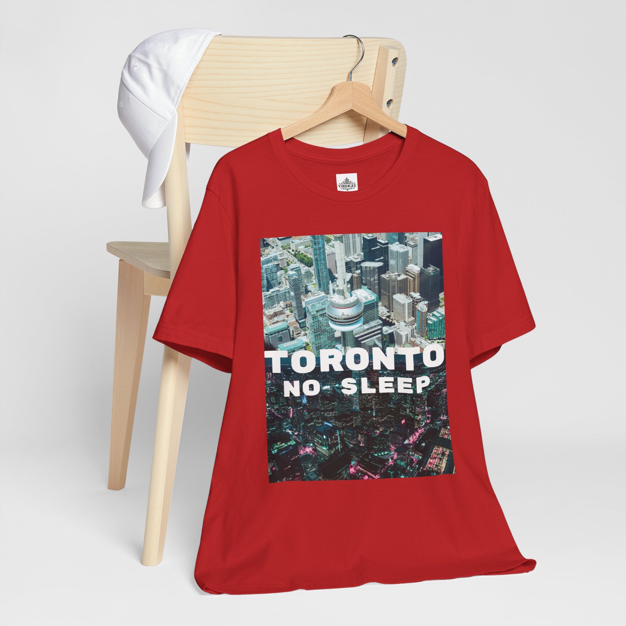 Viringee Downtown Toronto No Sleep unisex jersey short sleeve graphic tee, artistic urban streetwear shirt