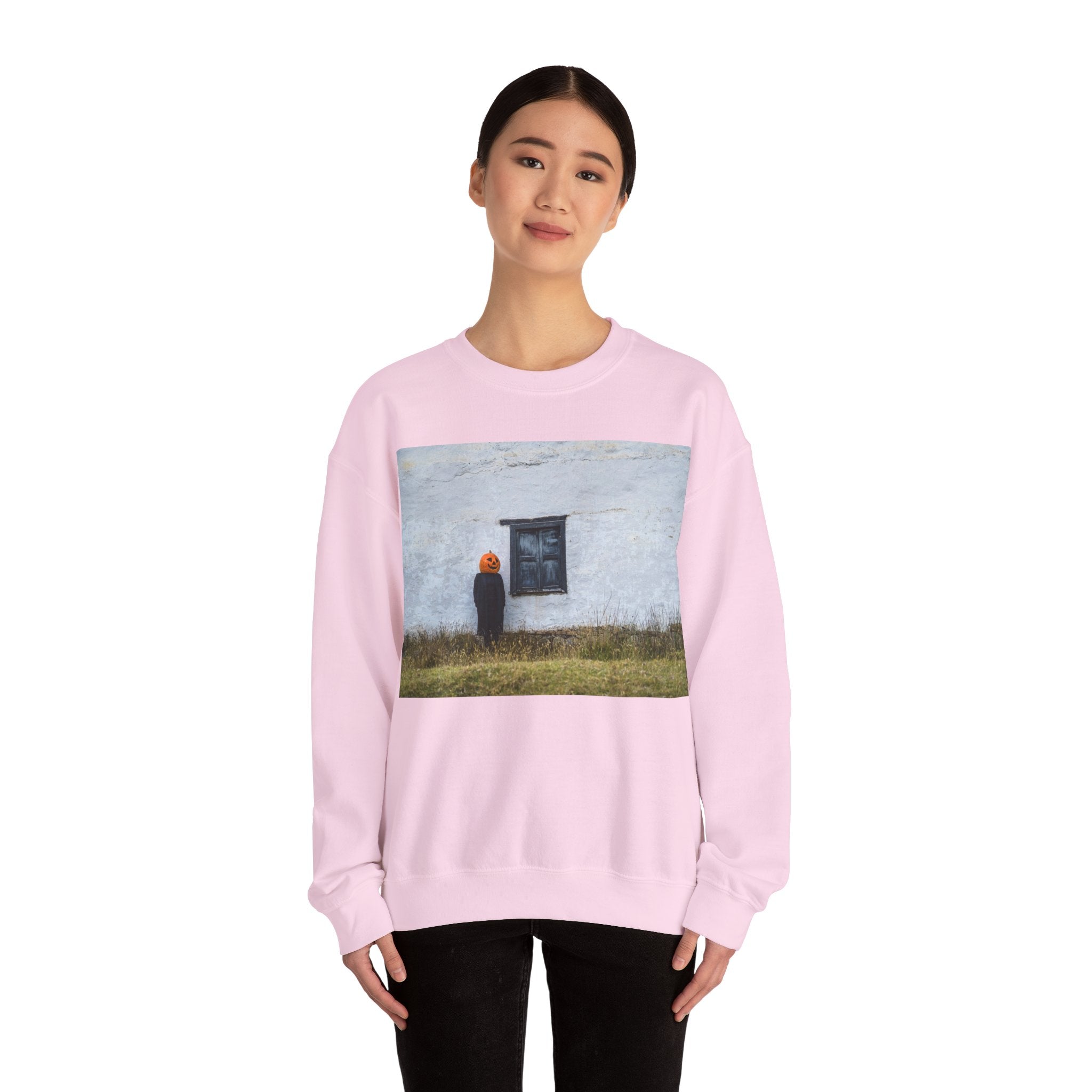 Viringee Pumpkin-Head Unisex Crewneck Sweatshirt