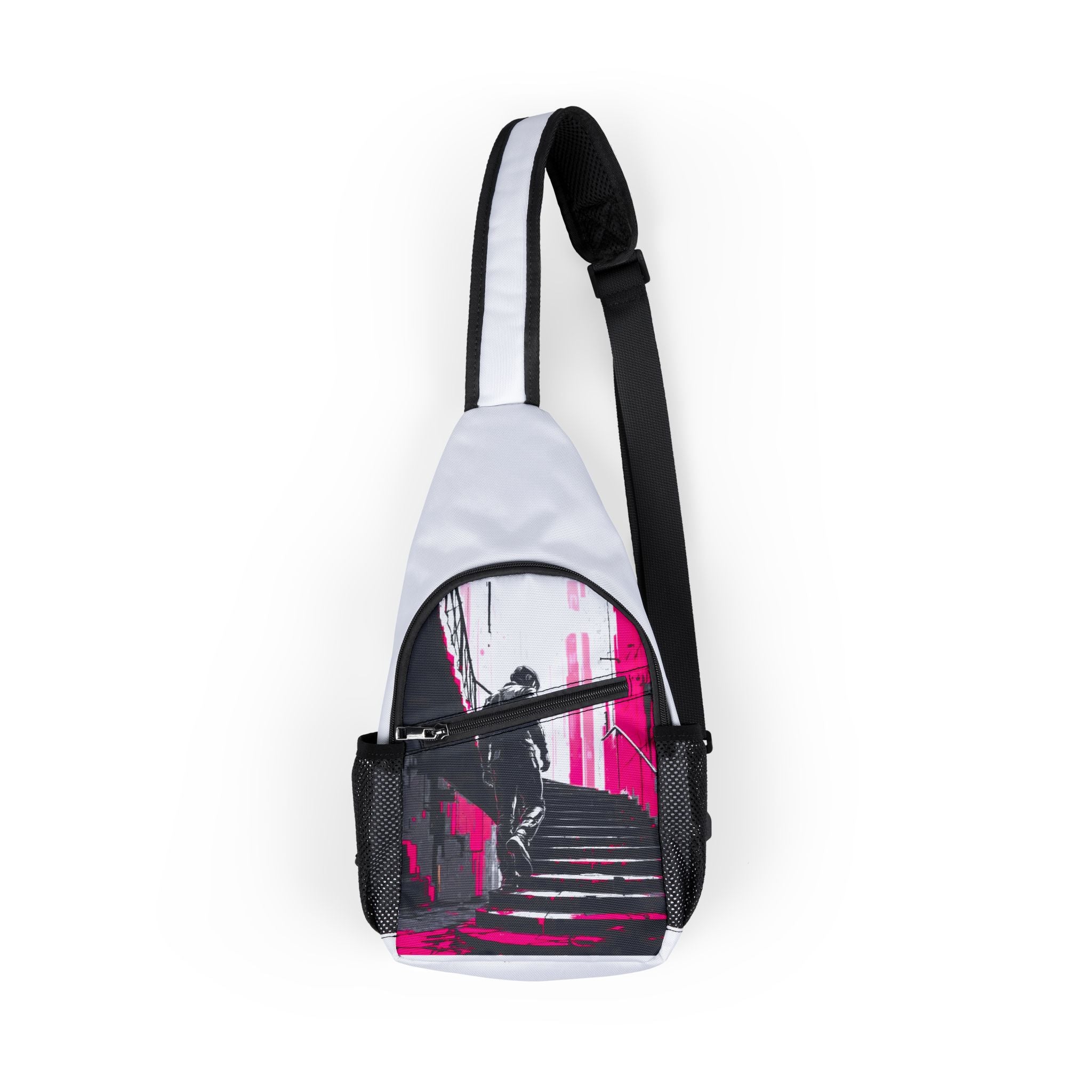 Viringee Stairways White Sling Chest Bag