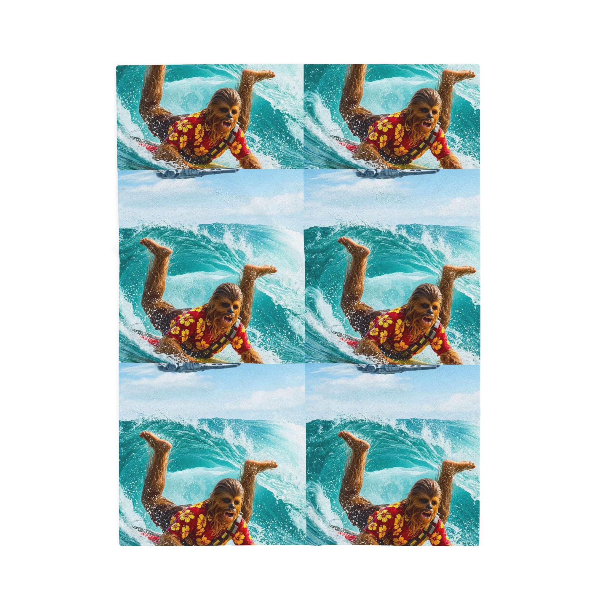 Viringee Surfing Tropical Chewbacca Velveteen Plush Blanket