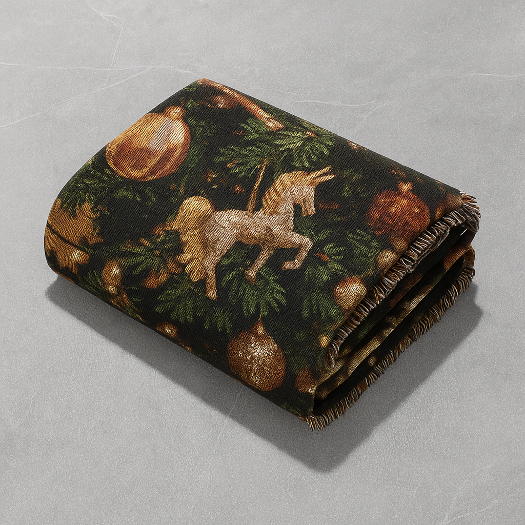 Viringee Christmas Unicorn Ornament Holiday Woven Blanket