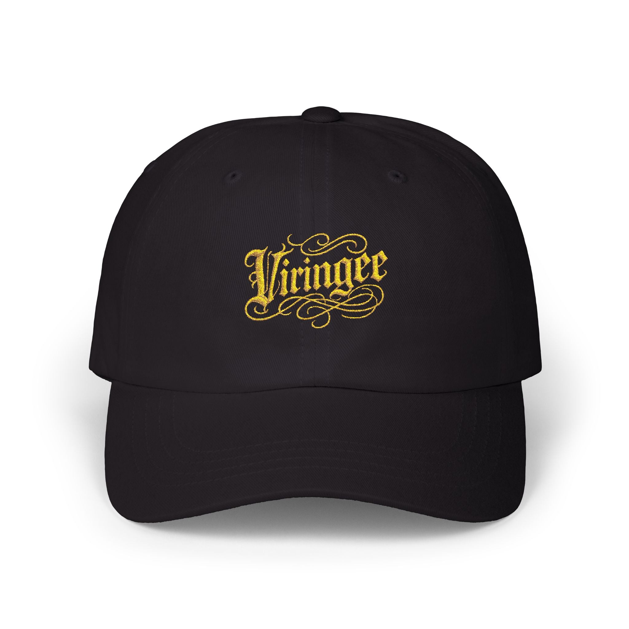 Viringee Gold Script Vintage Embroidered Baseball Hat