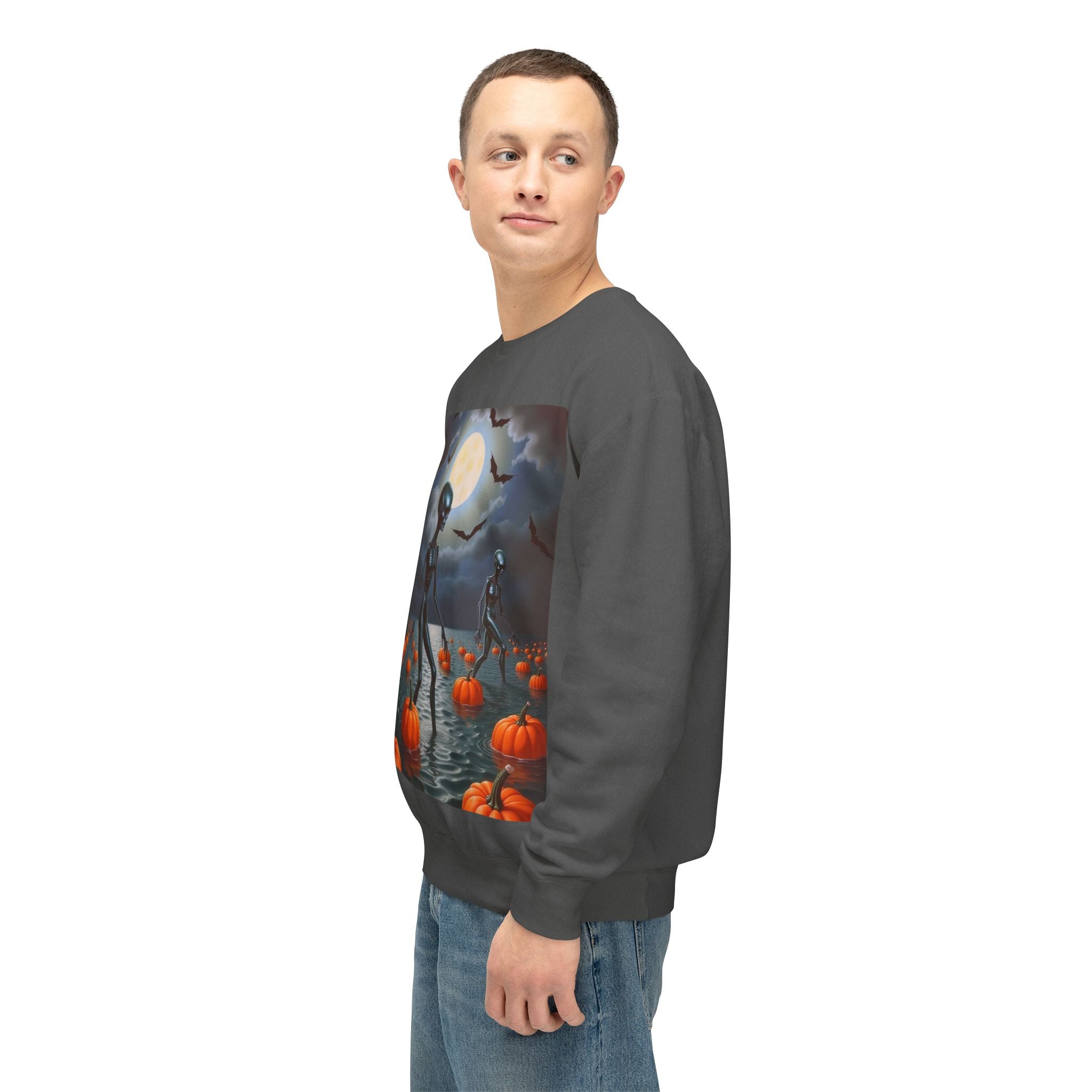 Viringee Wandering Halloween Alien Crewneck Sweatshirt