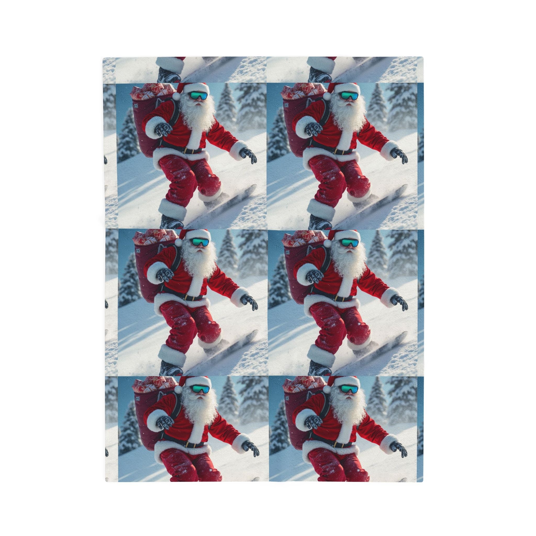 Viringee Santa Claus Snowboard Velveteen Plush Blanket