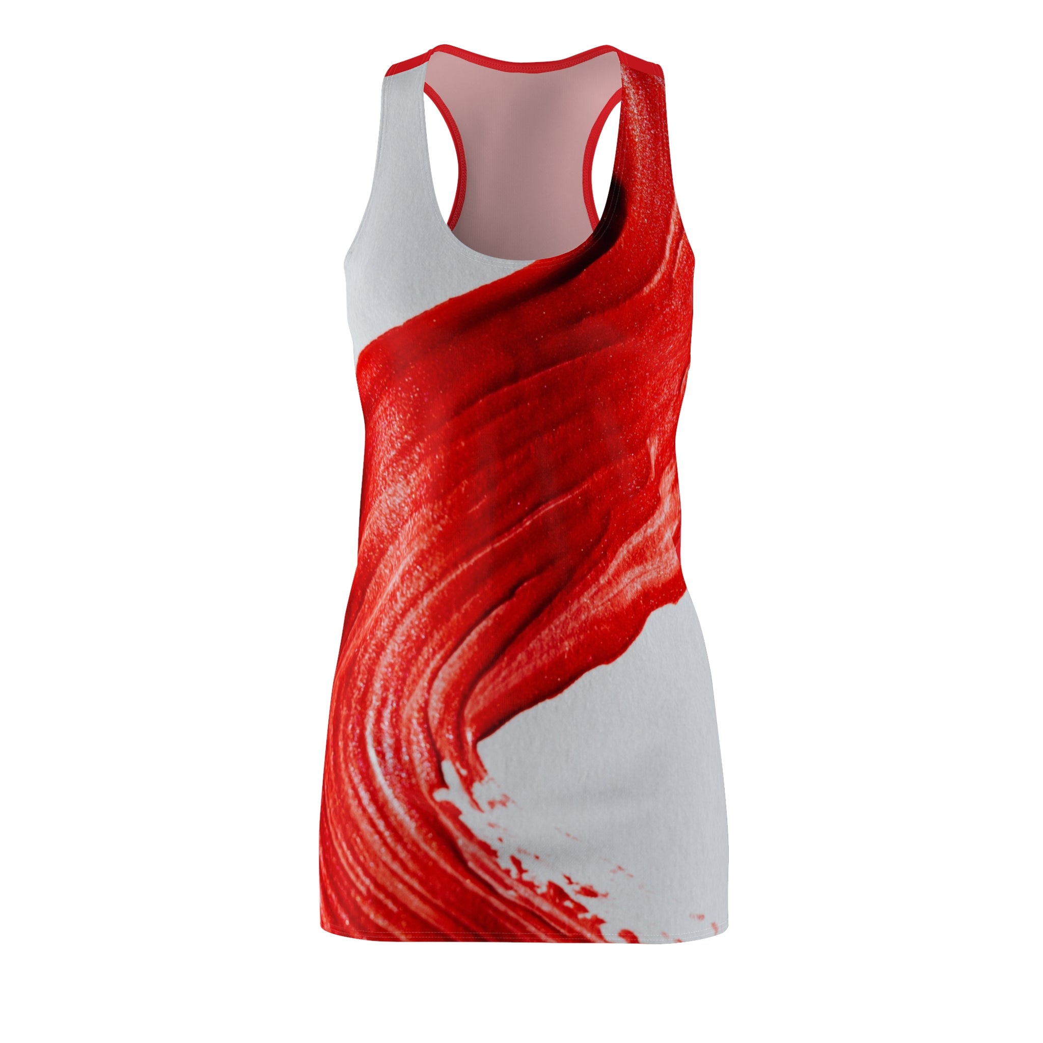 Viringee Women's Red and White Vivid Strokes Racerback Dress