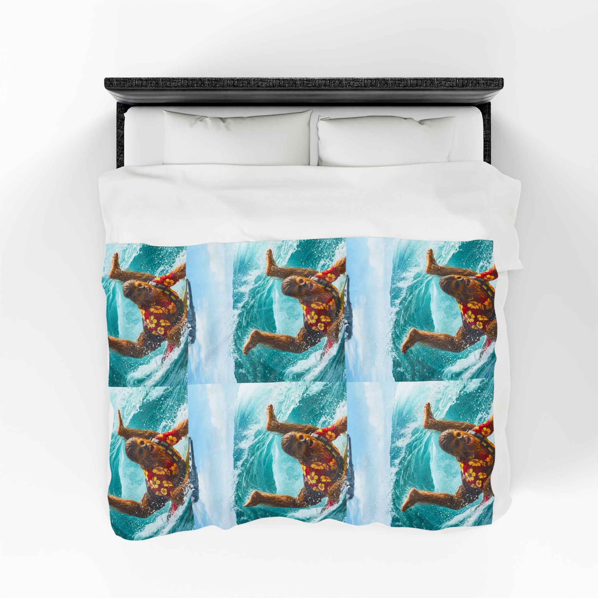 Viringee Surfing Tropical Chewbacca Velveteen Plush Blanket