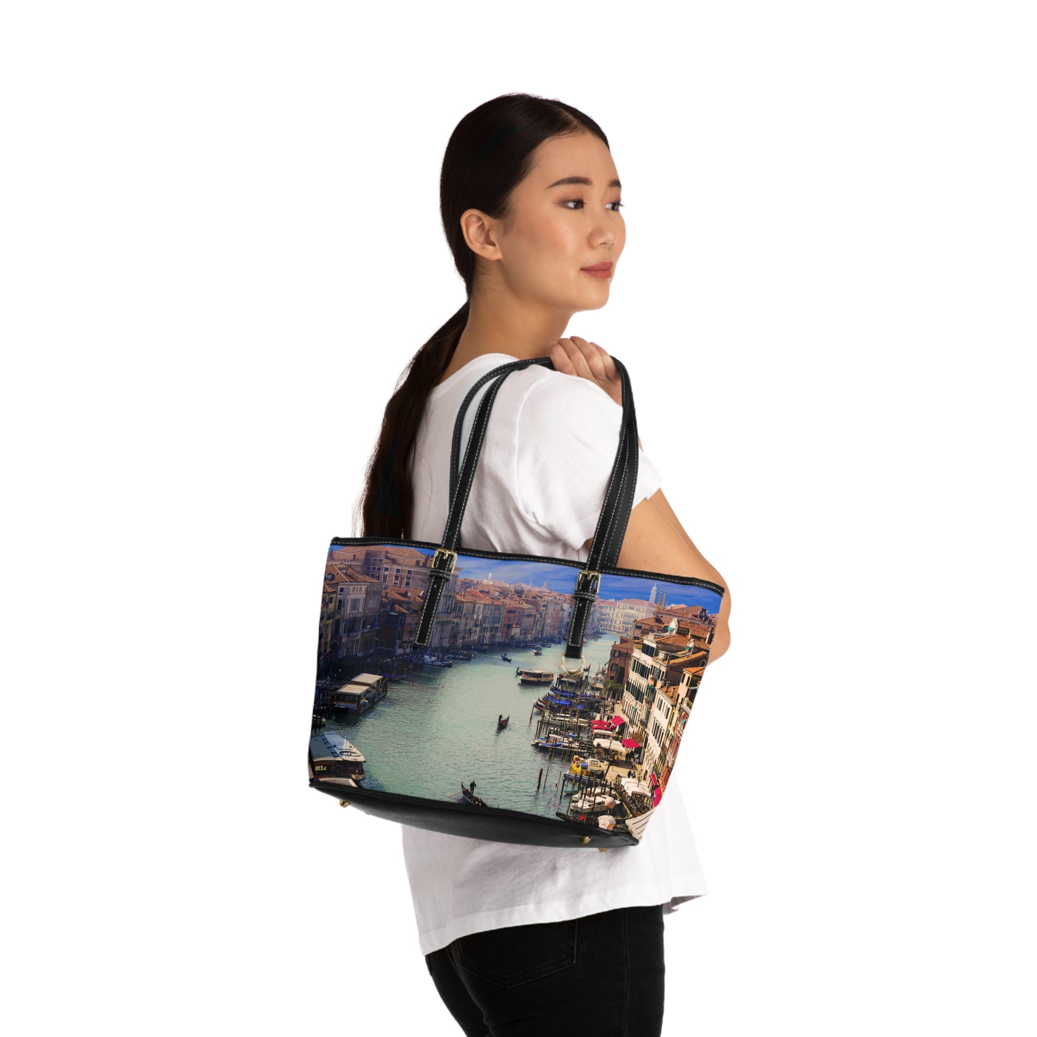 Viringee Venetian Canal PU Leather Shoulder Tote Bag
