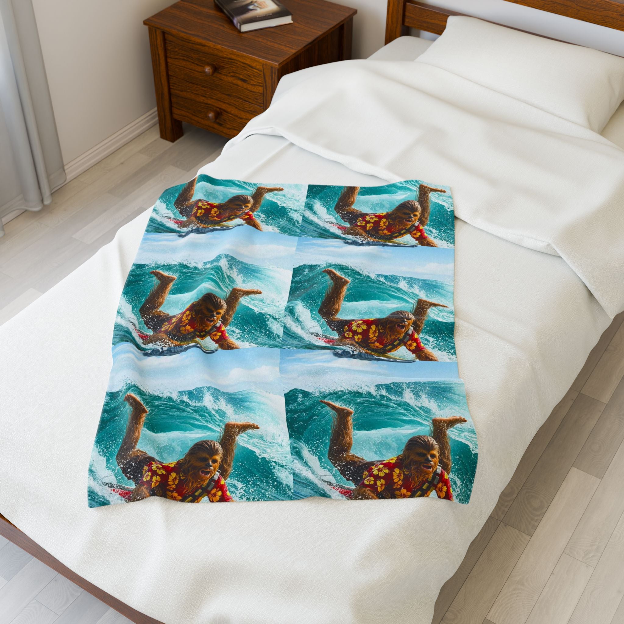 Viringee Surfing Tropical Chewbacca Velveteen Plush Blanket
