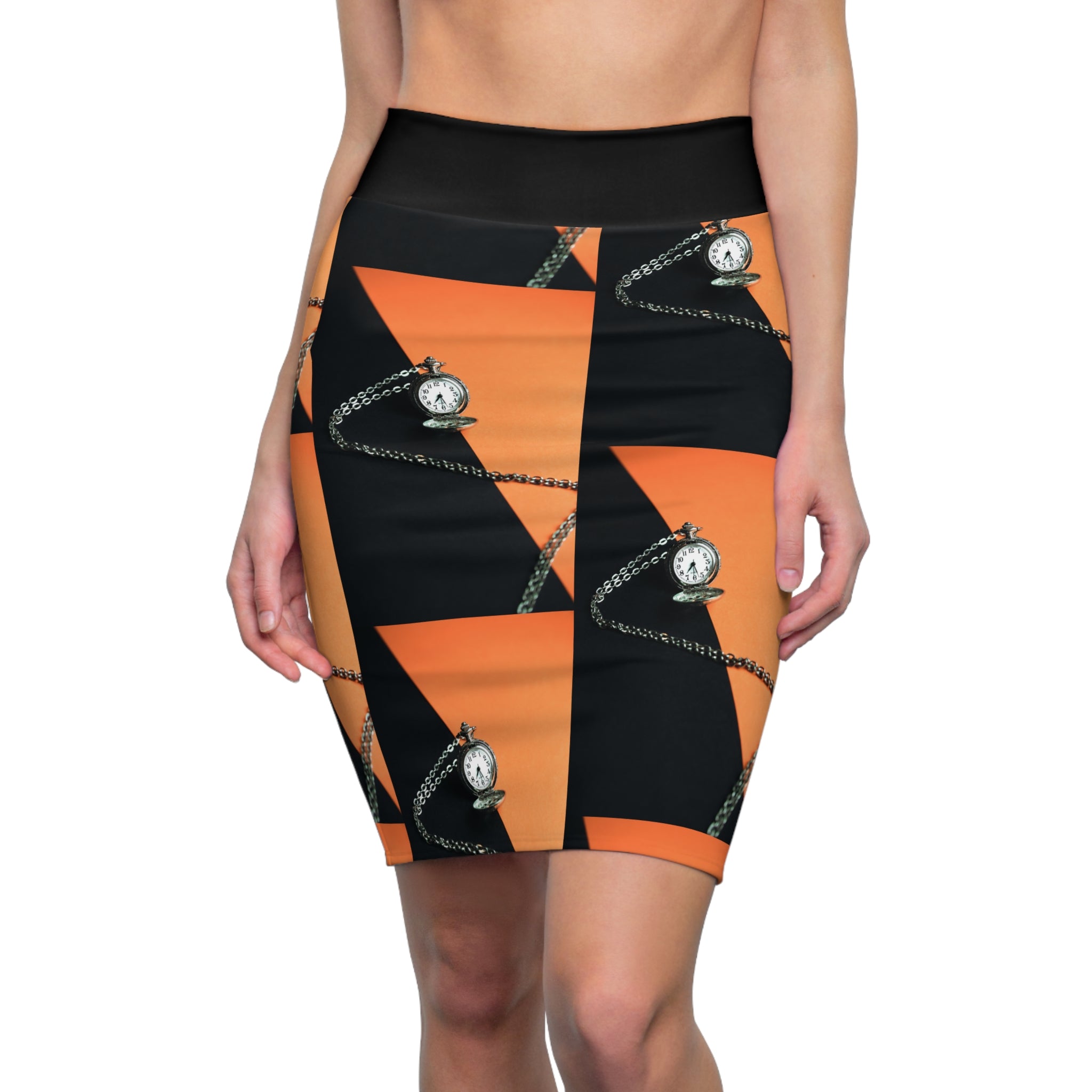 Viringee Pocket Watch Women's Pencil Skirt