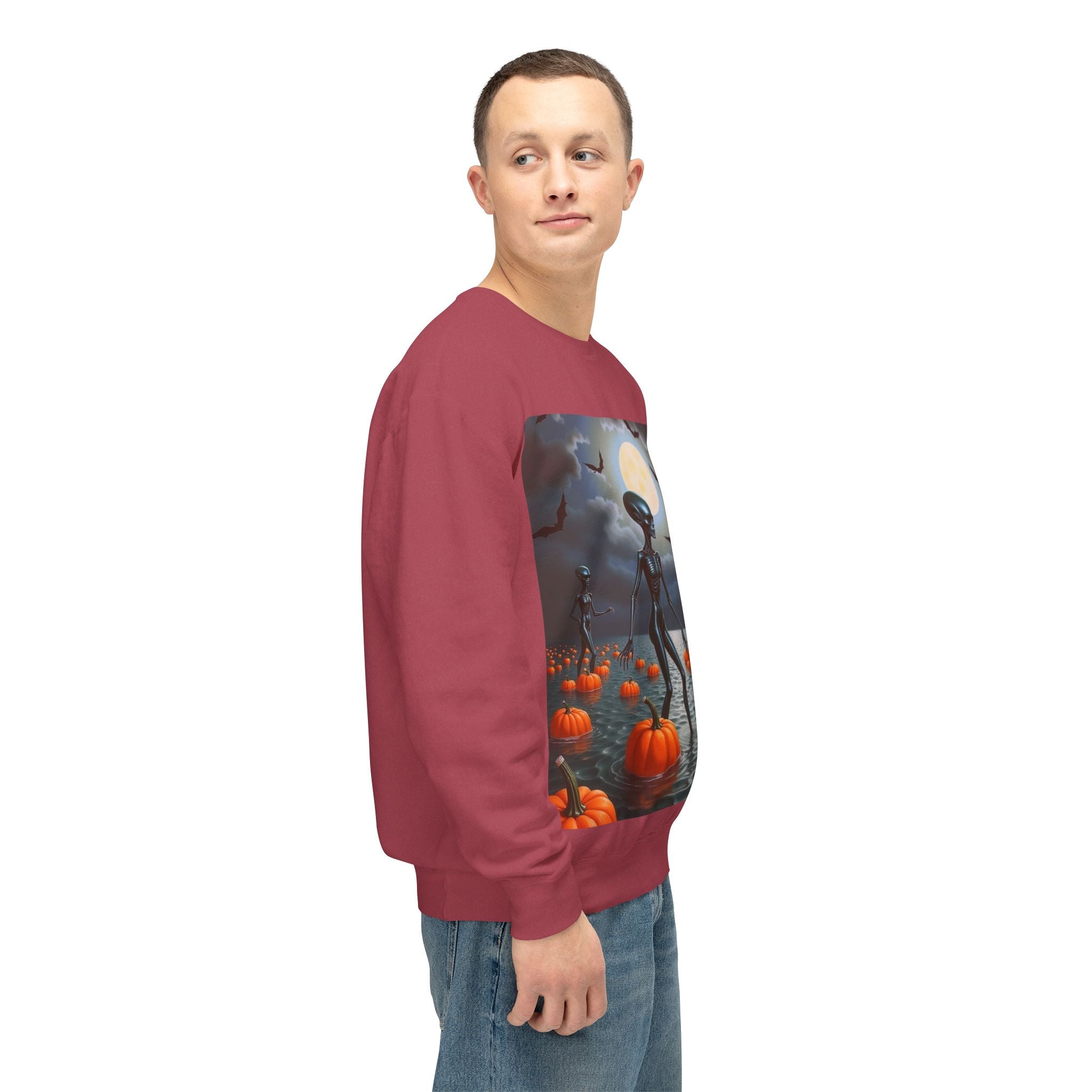 Viringee Wandering Halloween Alien Crewneck Sweatshirt