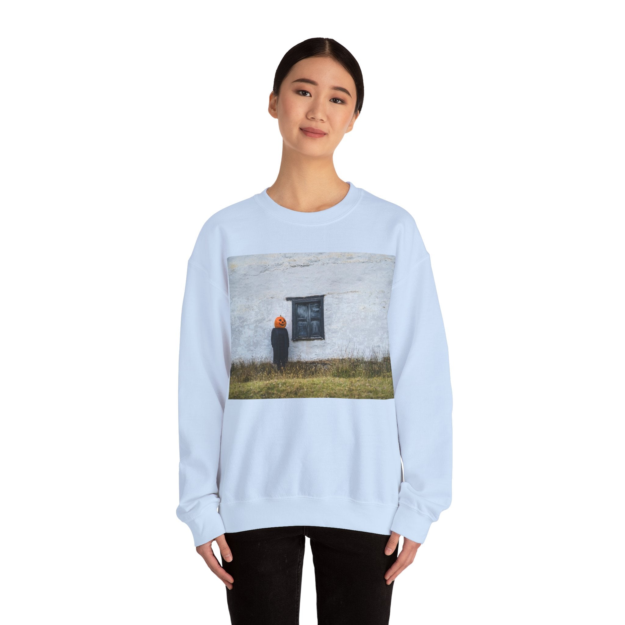 Viringee Pumpkin-Head Unisex Crewneck Sweatshirt